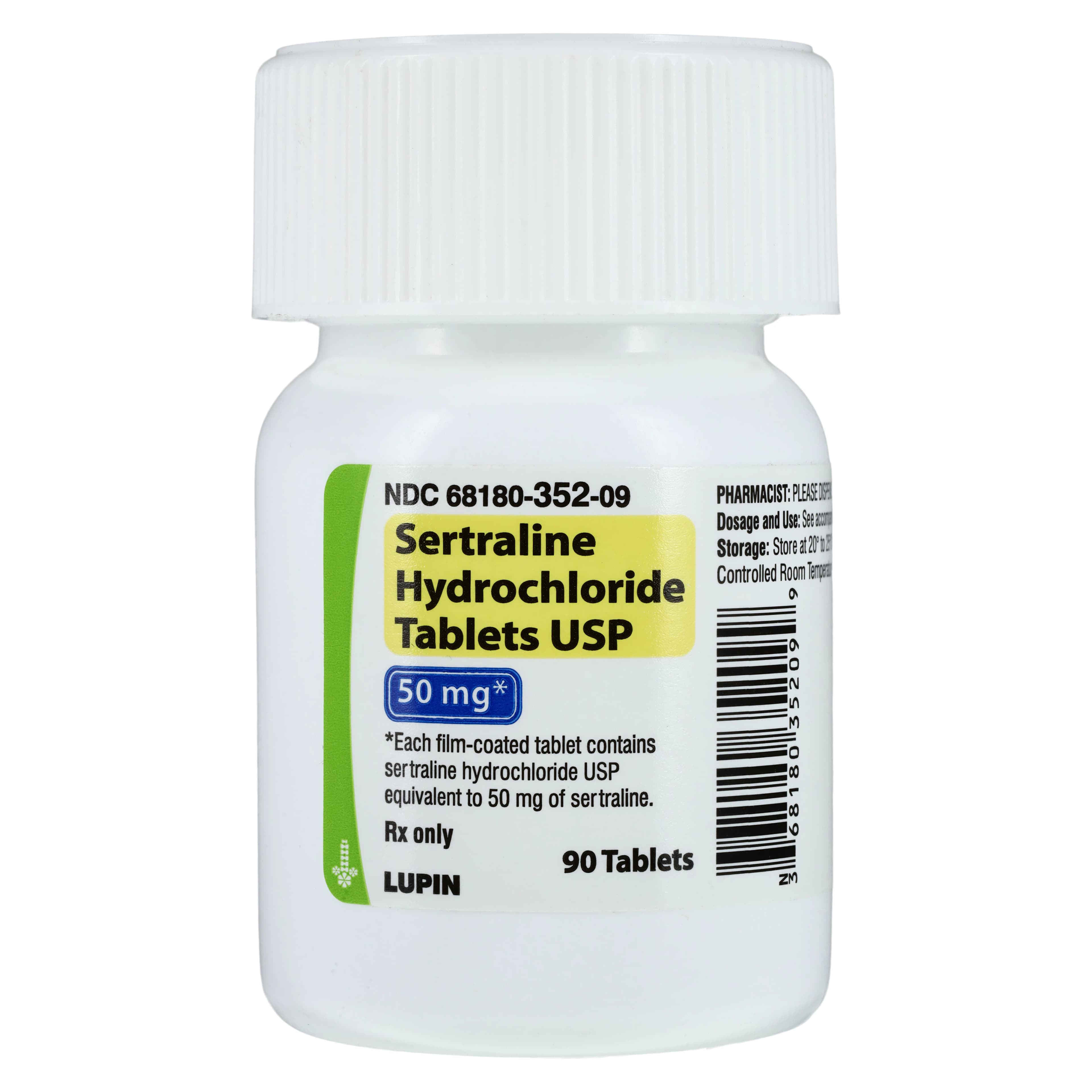 Sertraline HCl Tablets 50mg, 90 Count Bottle (Lupin Pharmaceuticals) - Sertraline HCl Tablets - Image 1
