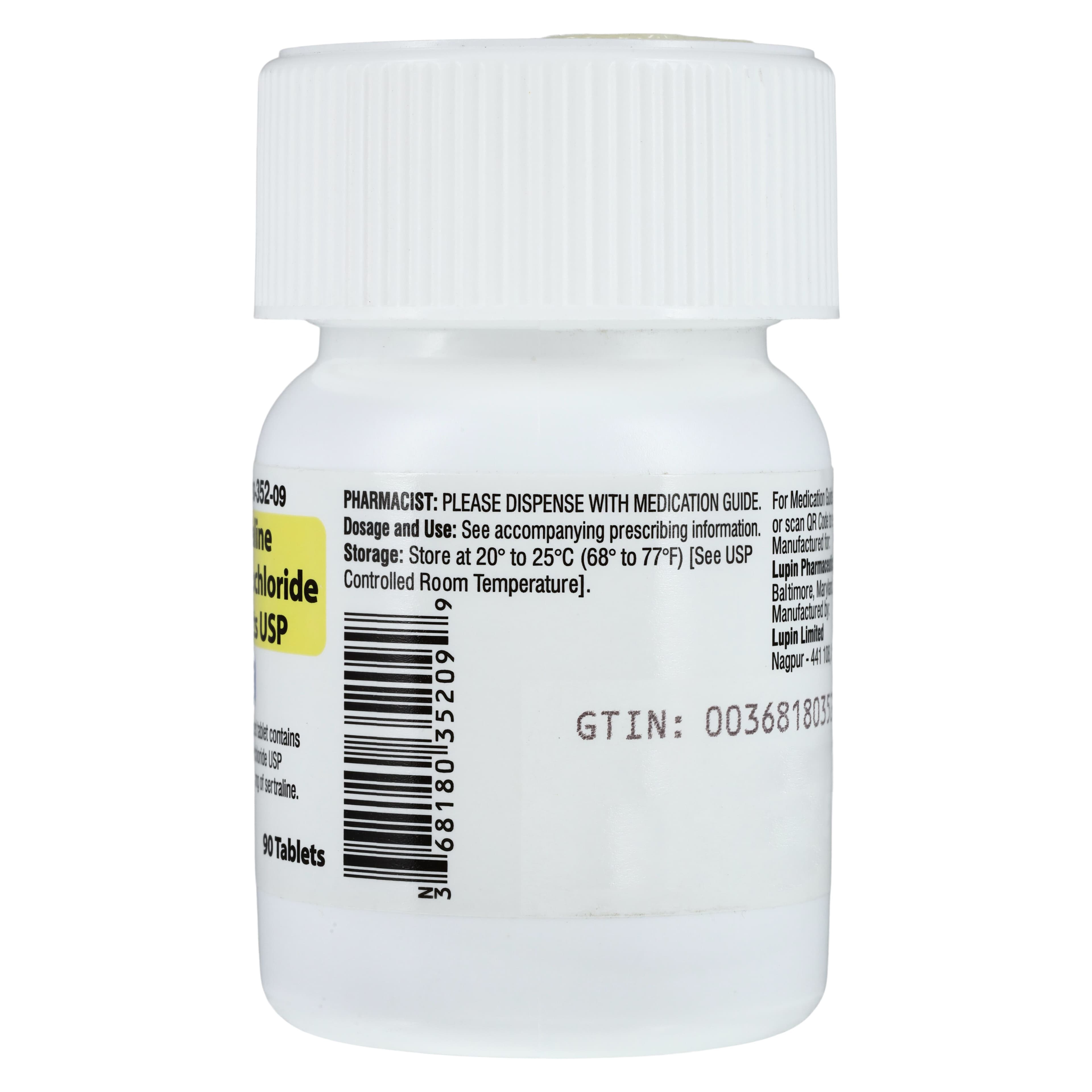 Sertraline HCl Tablets 50mg, 90 Count Bottle (Lupin Pharmaceuticals) thumbnail 2