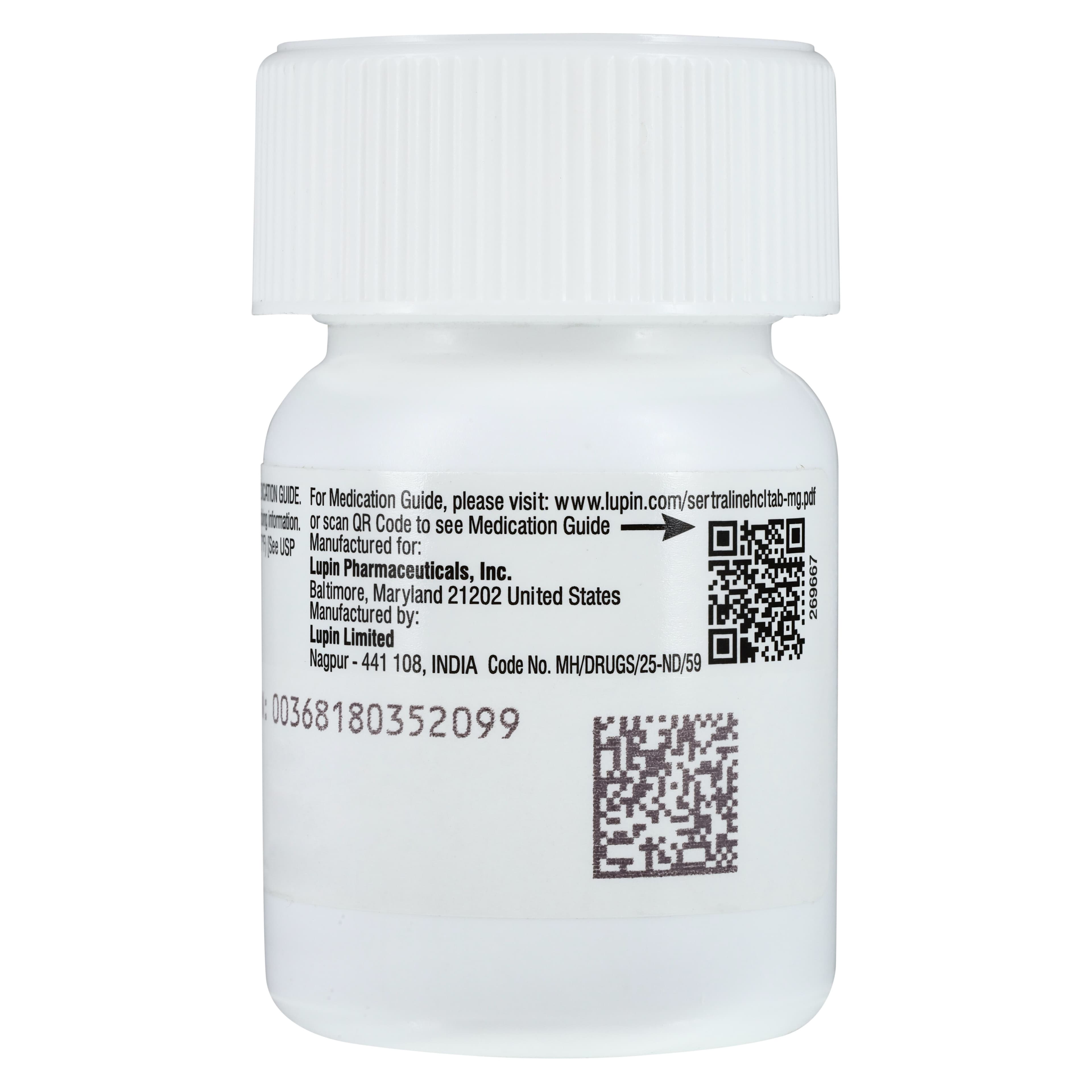 Sertraline HCl Tablets 50mg, 90 Count Bottle (Lupin Pharmaceuticals) thumbnail 3