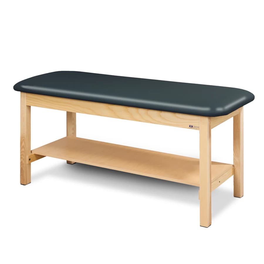 Clinton Industries Classic Series Straight Line Treatment Table, Natural/Black with Shelf, 400 lb Capacity - Table Tx Natural/Black w/Shelf - Image 1