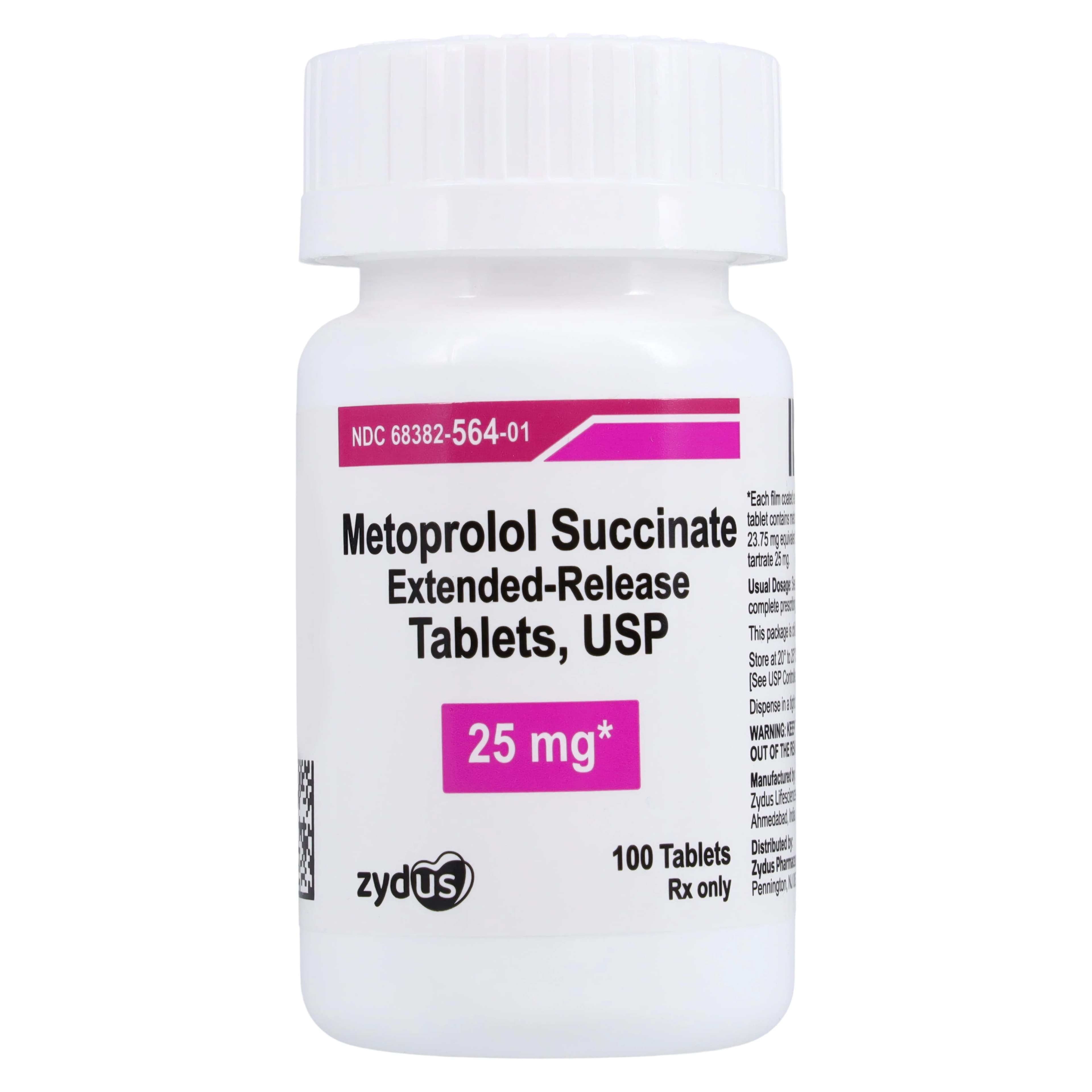 Metoprolol Succinate ER Tablets 25mg, Bottle of 100, Zydus Pharmaceuticals - Metoprolol Succinate ER Tabs - Image 1