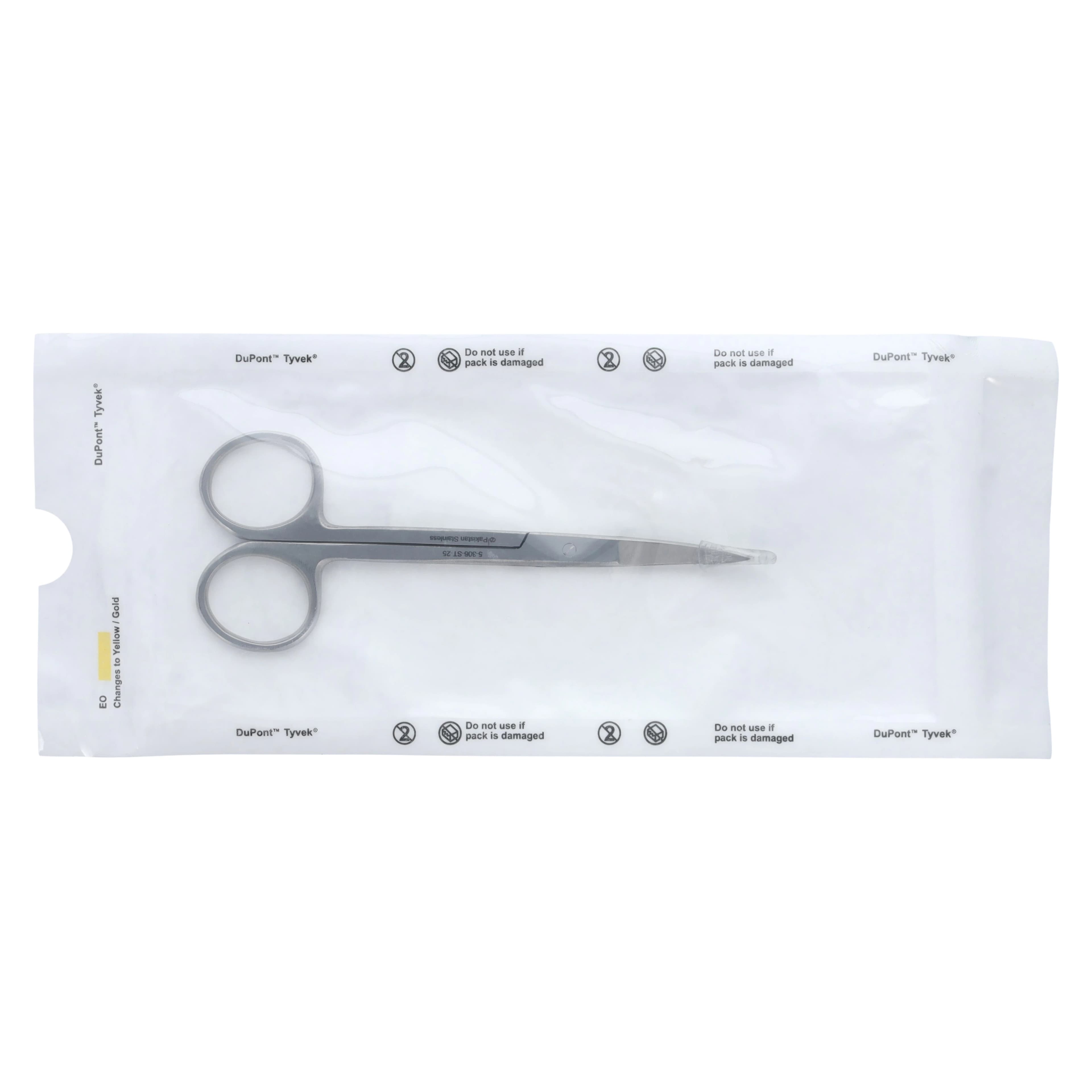 Miltex Iris Scissors, Curved, 4-1/2", Stainless Steel, Sterile, Disposable, 25/Box - Iris Scissors Curved - Image 1