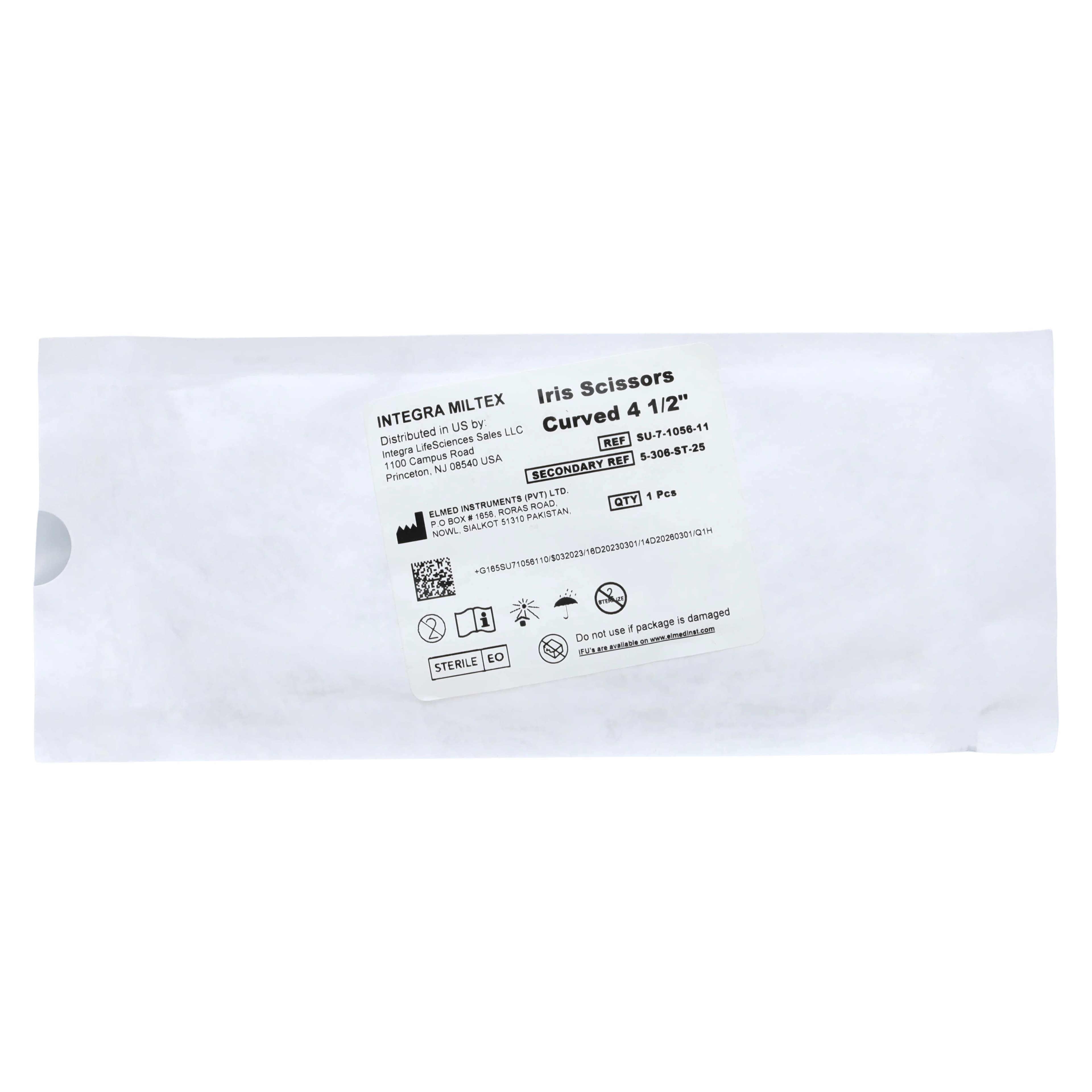 Miltex Iris Scissors, Curved, 4-1/2", Stainless Steel, Sterile, Disposable, 25/Box thumbnail 2