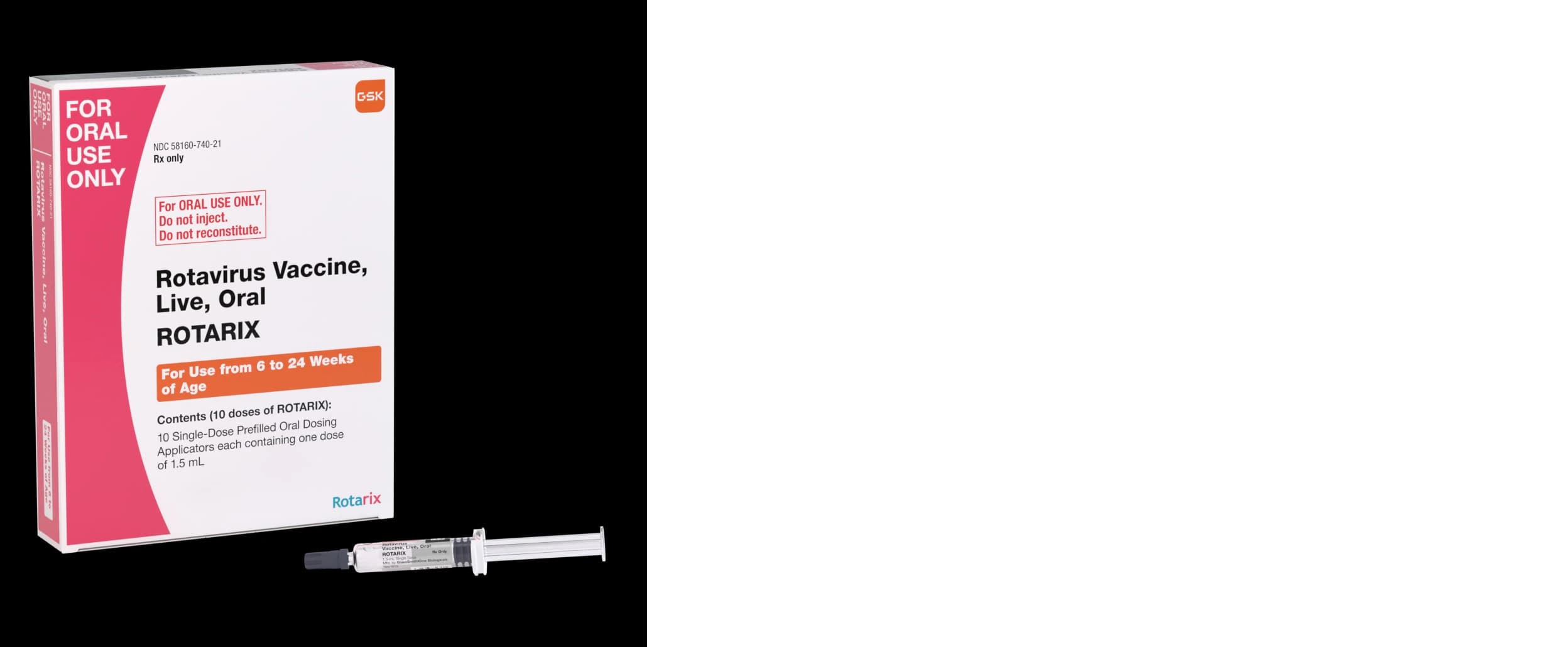 Rotarix Rotavirus Vaccine, Pediatric Oral, 1.5 mL Prefilled Syringe, 10/Package thumbnail 2