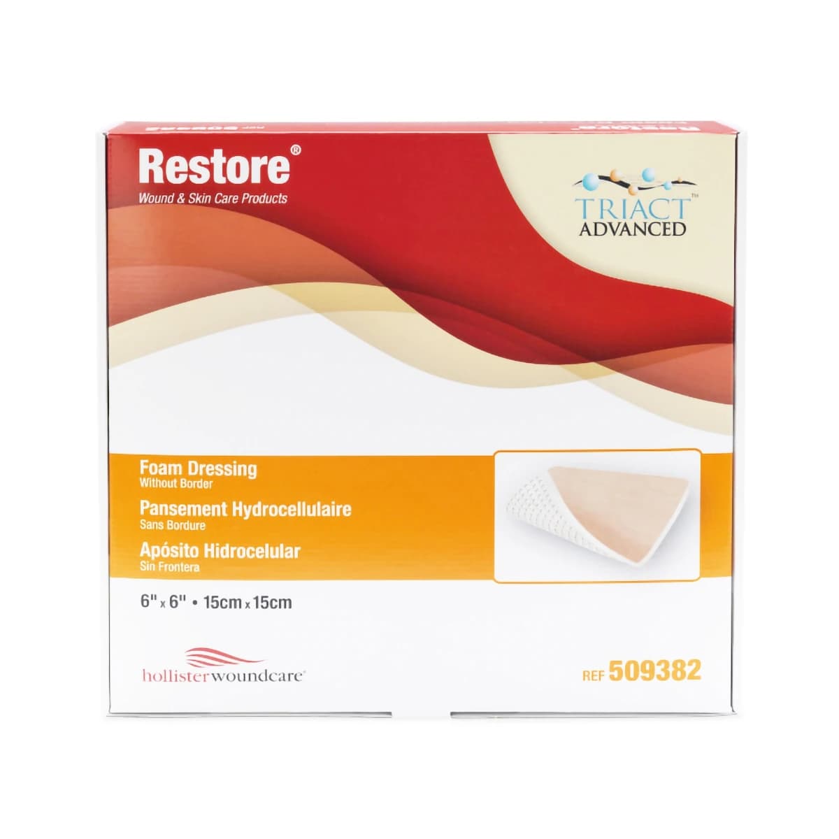 Restore Foam Non-Border Dressing, 6x6", Sterile, Latex-Free, 01KWC87QBW9CSDE6QJD195M8WA - Dressing Foam Absrb Non-Border - Image 1