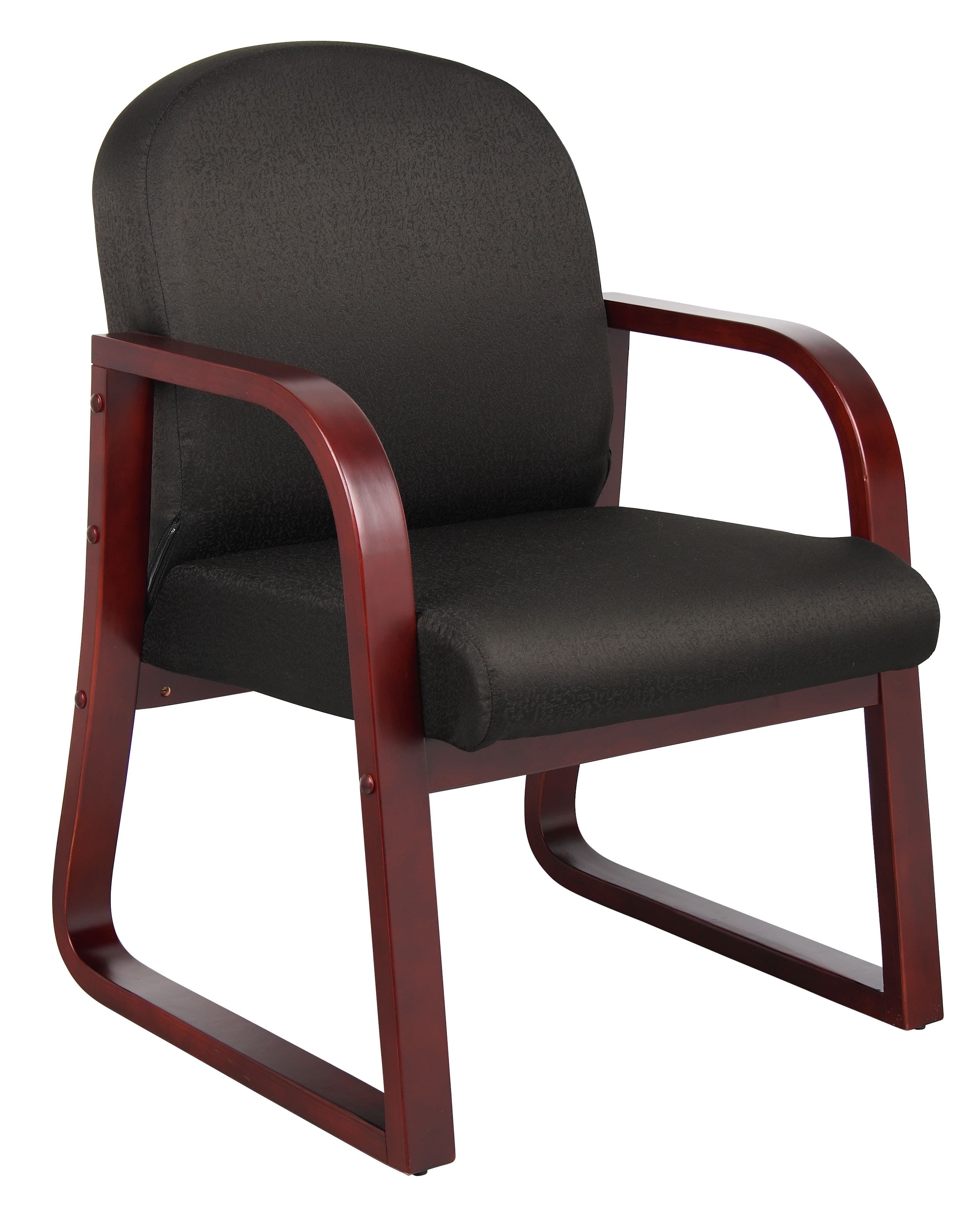 Boss Office Products Guest Chair, Mahogany/Black Fabric, 275 lb Capacity, Each - Chair Guest Mahogany/Black - Image 1