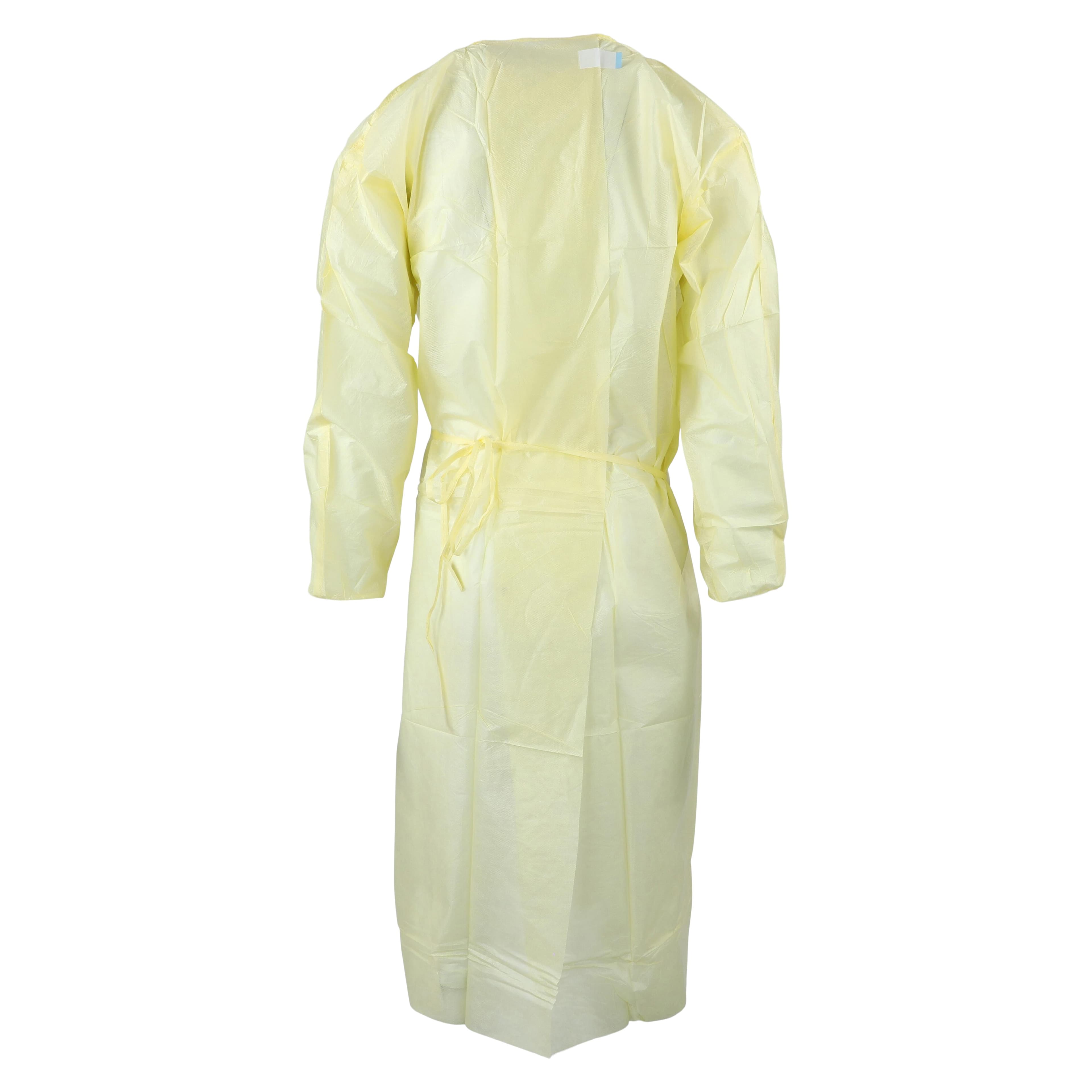 Tronex AAMI Level 2 Isolation Gown, Multi-Layer Non-Woven, X-Large, Yellow, Knee-Length, Full Back, Elastic Cuff, 10/Bag thumbnail 7