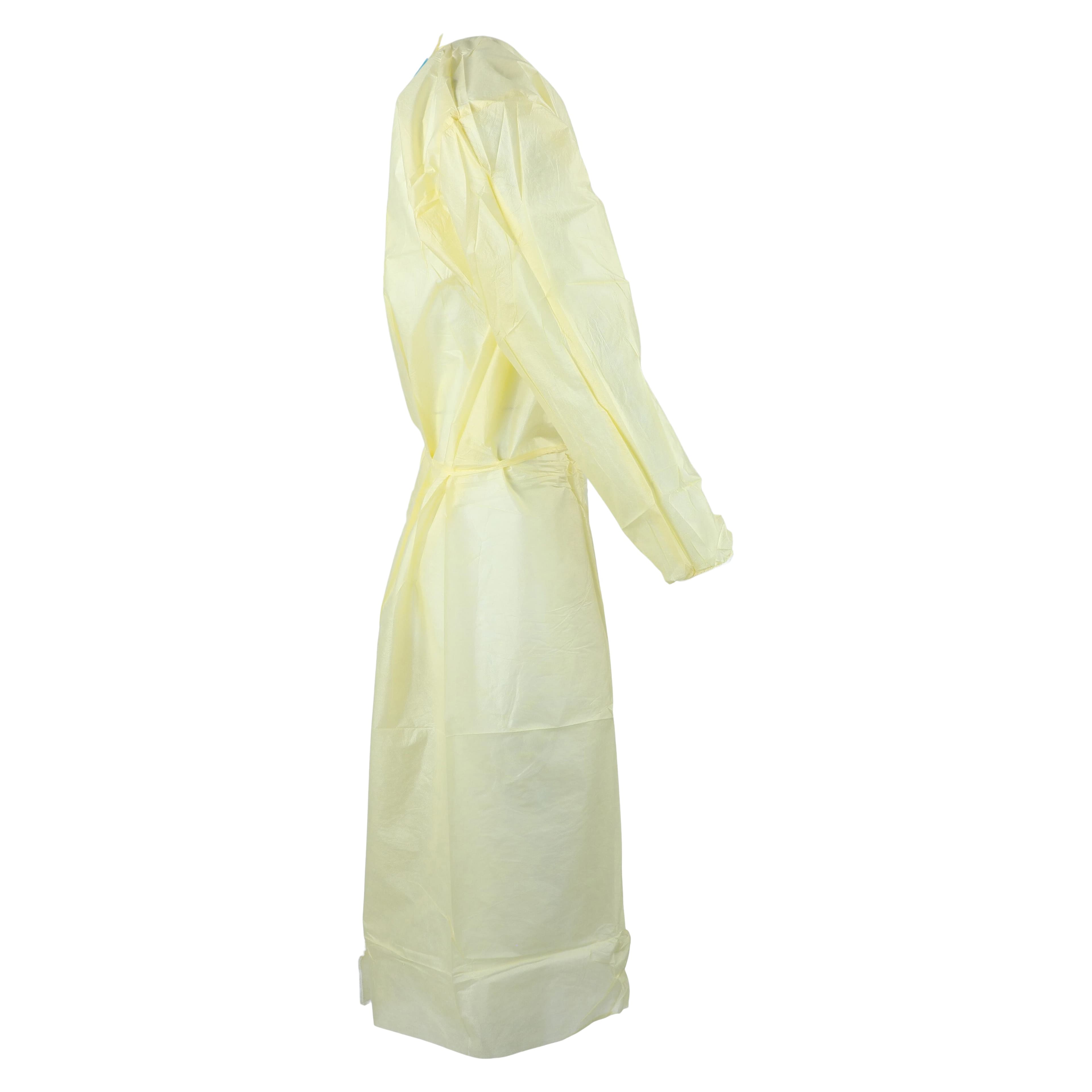 Tronex AAMI Level 2 Isolation Gown, Multi-Layer Non-Woven, X-Large, Yellow, Knee-Length, Full Back, Elastic Cuff, 10/Bag thumbnail 3