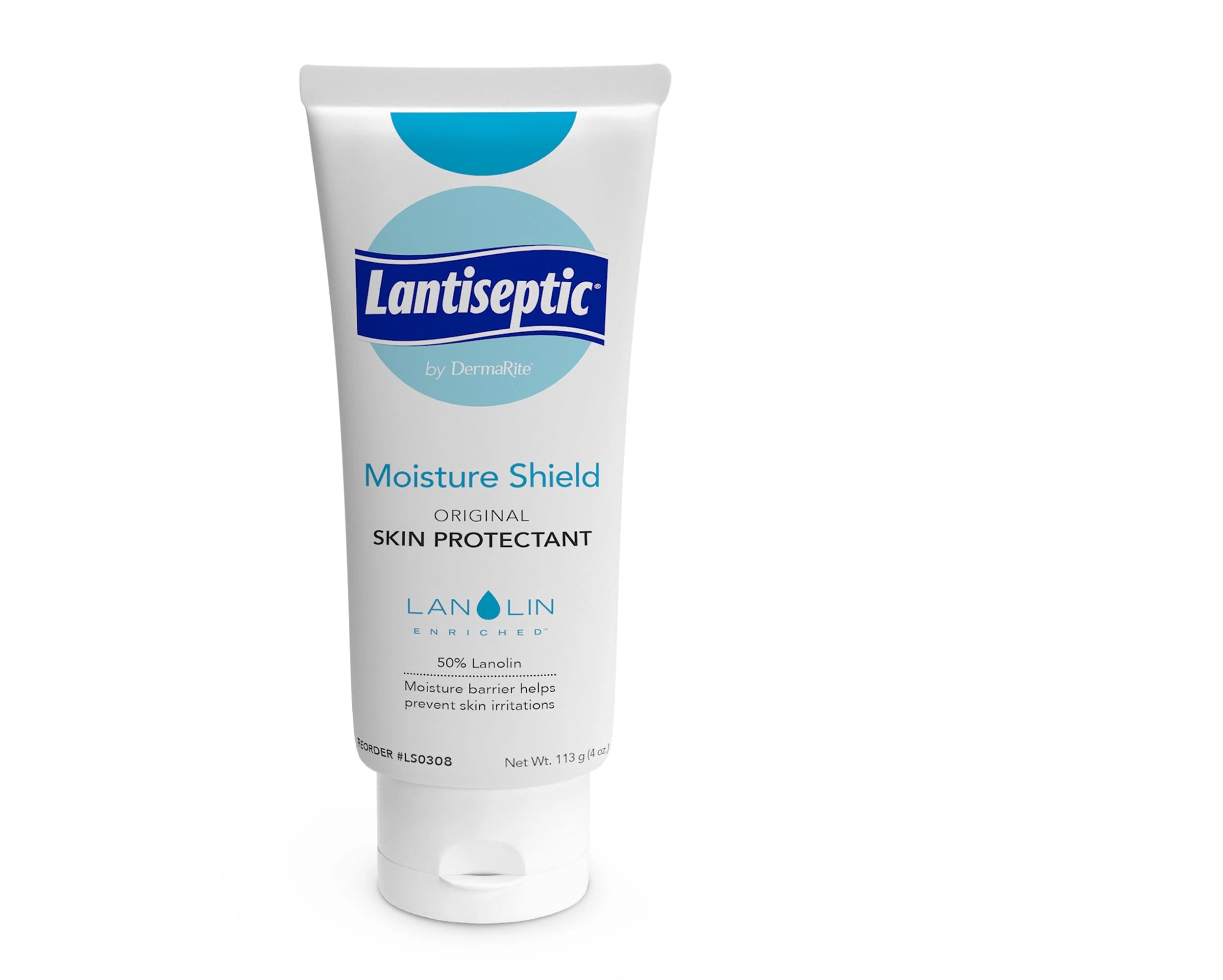Lantiseptic Moisture Shield Skin Protectant, 50% Lanolin, White, Unscented, Paraben Free, 4 oz Tube - Lantiseptic Moisture Shield - Image 1