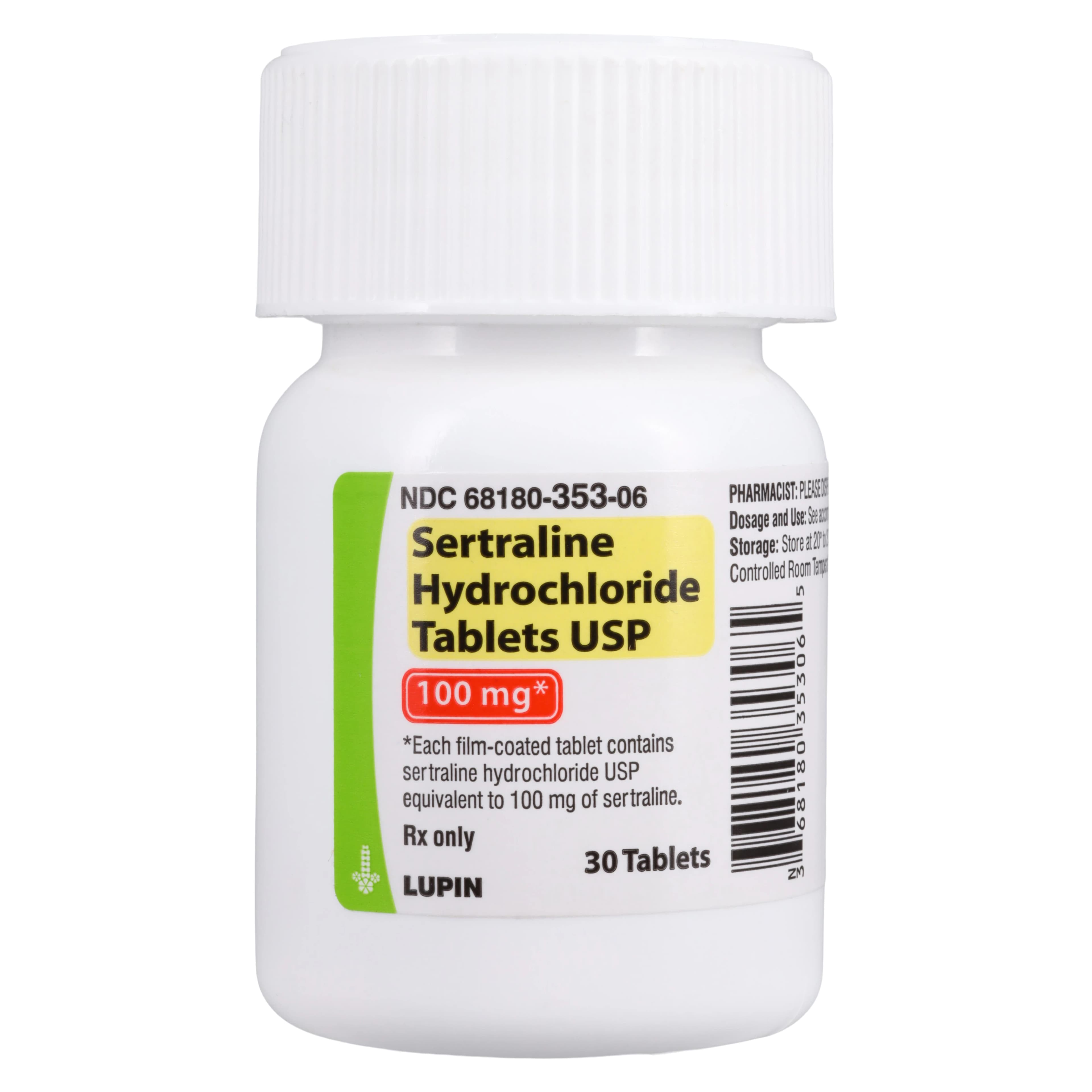 Sertraline HCl Tablets, 100mg, Bottle of 30, Lupin Pharmaceuticals - Sertraline HCl Tablets - Image 1