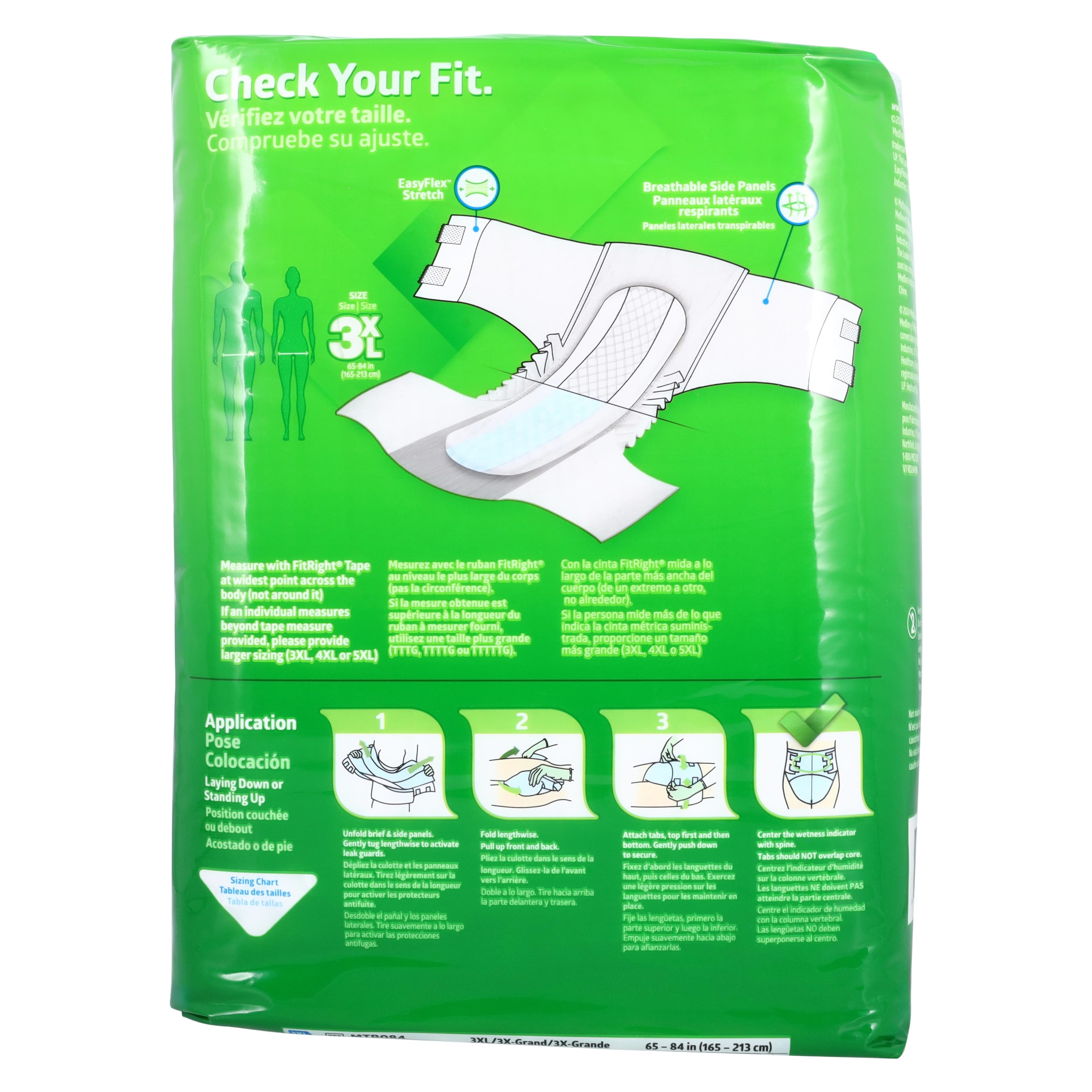 Medline FitRight Incontinence Brief, Unisex, 3XL (71-84" Hip), Heavy Absorbency, Hook and Loop Closure, 48/Case thumbnail 2