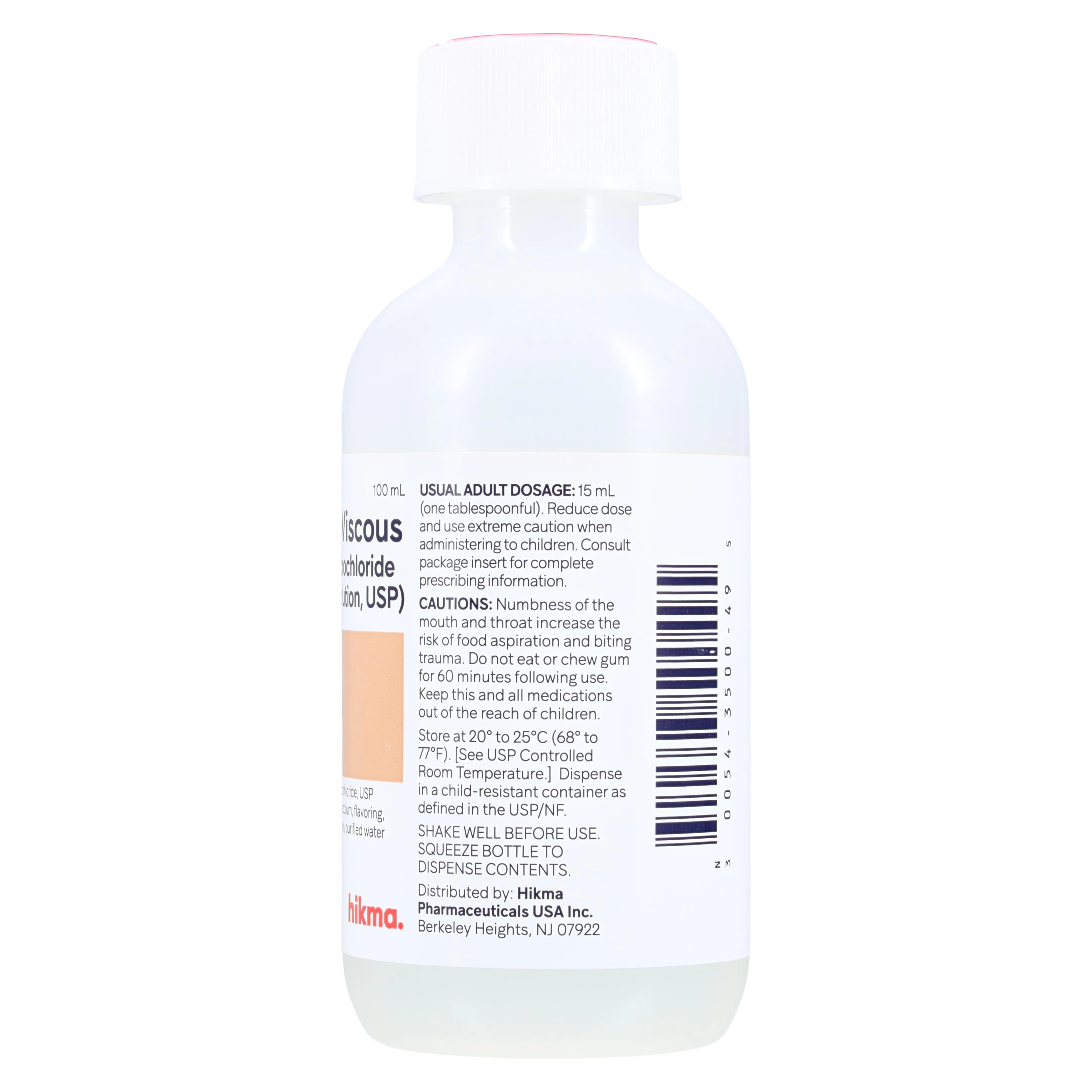 Lidocaine HCl Oral Solution Viscous 2%, 100 mL Bottle, Hikma Pharmaceuticals thumbnail 3