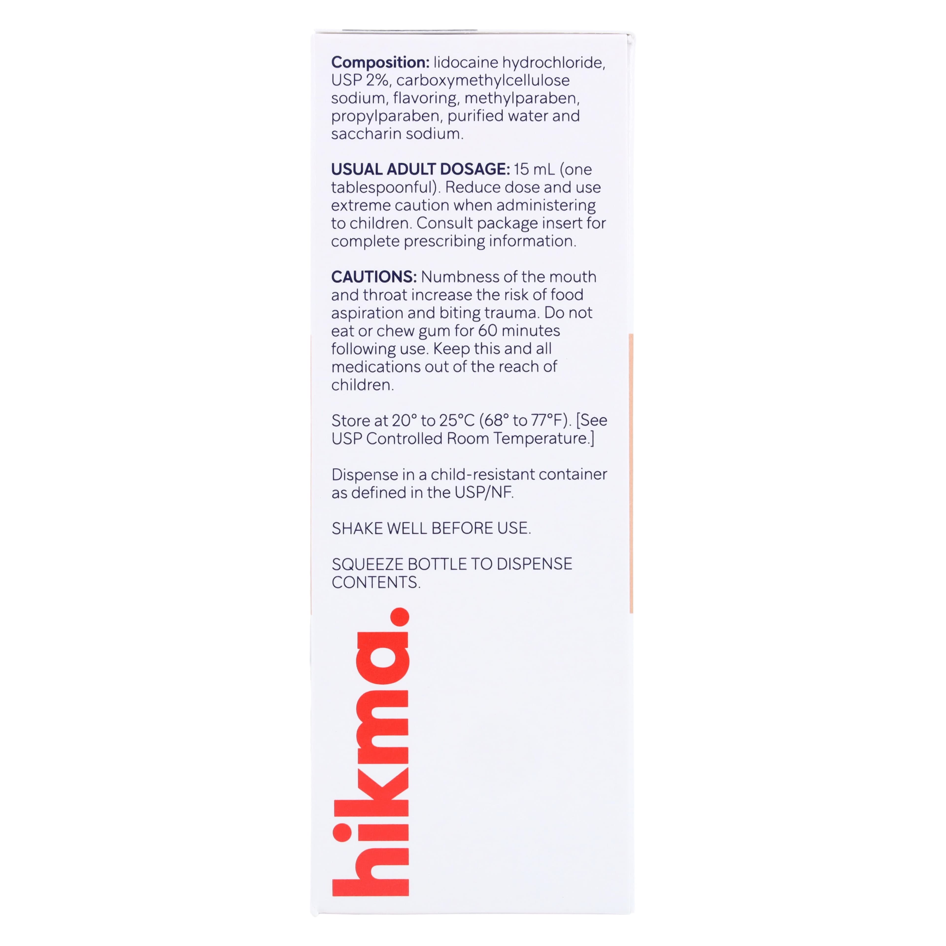 Lidocaine HCl Oral Solution Viscous 2%, 100 mL Bottle, Hikma Pharmaceuticals thumbnail 4