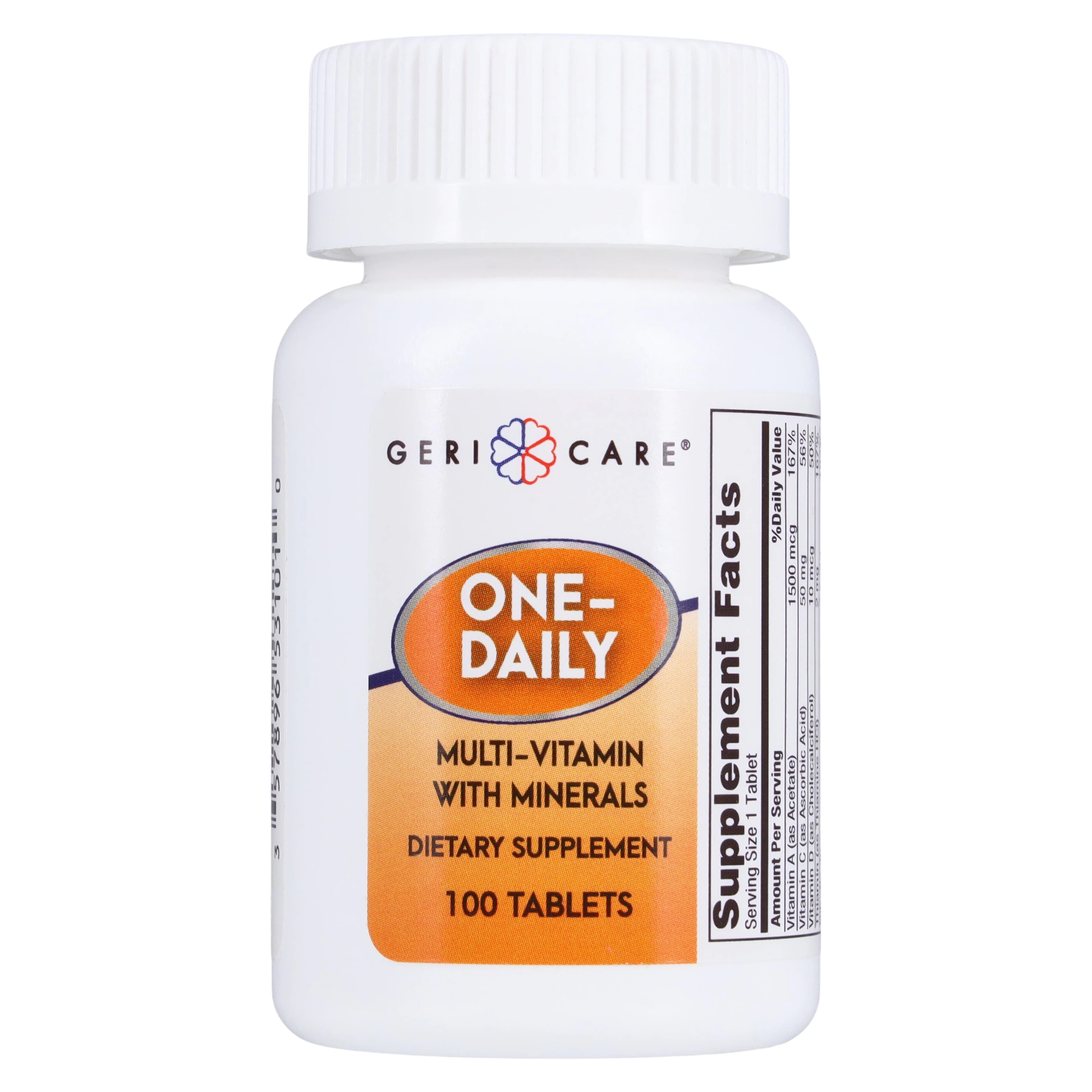 Geri-Care Daily Multi Vitamin with Minerals Tablets, 100 Count Bottle - Daily Multi Vitamin w/Mineral - Image 1
