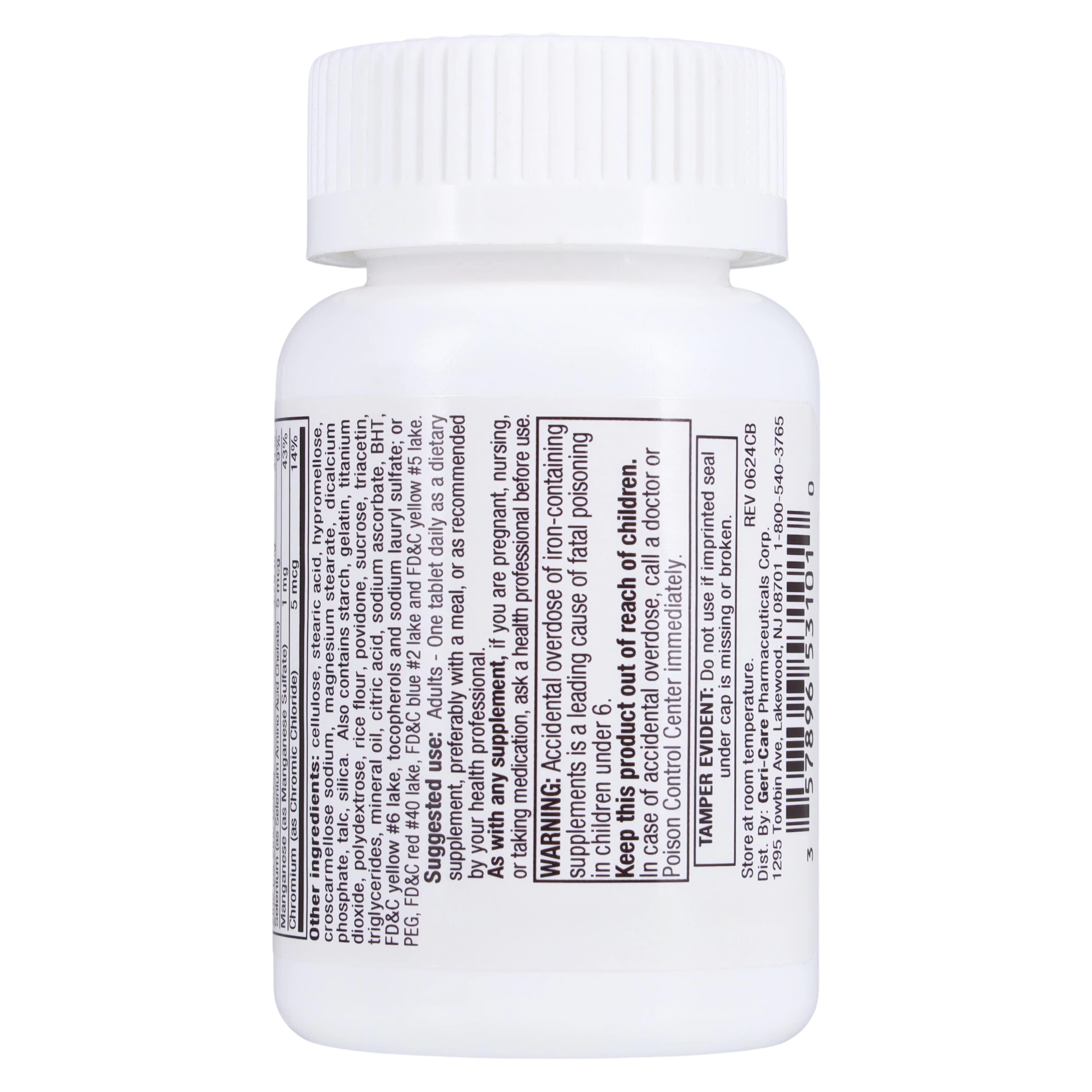 Geri-Care Daily Multi Vitamin with Minerals Tablets, 100 Count Bottle thumbnail 3