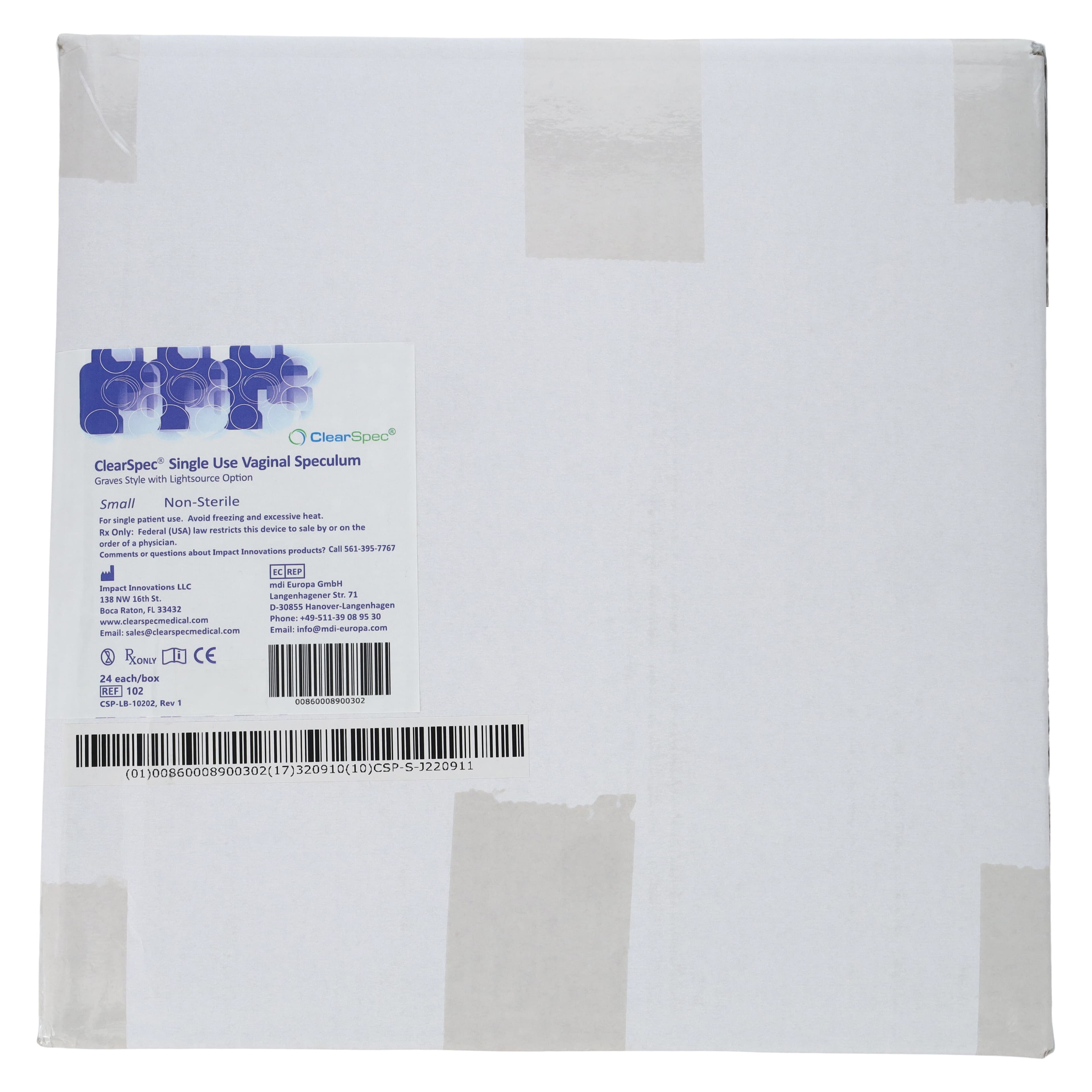 ClearSpec Graves Vaginal Speculum, Small, Plastic, with Light Source and Sheath, 24/Box thumbnail 8