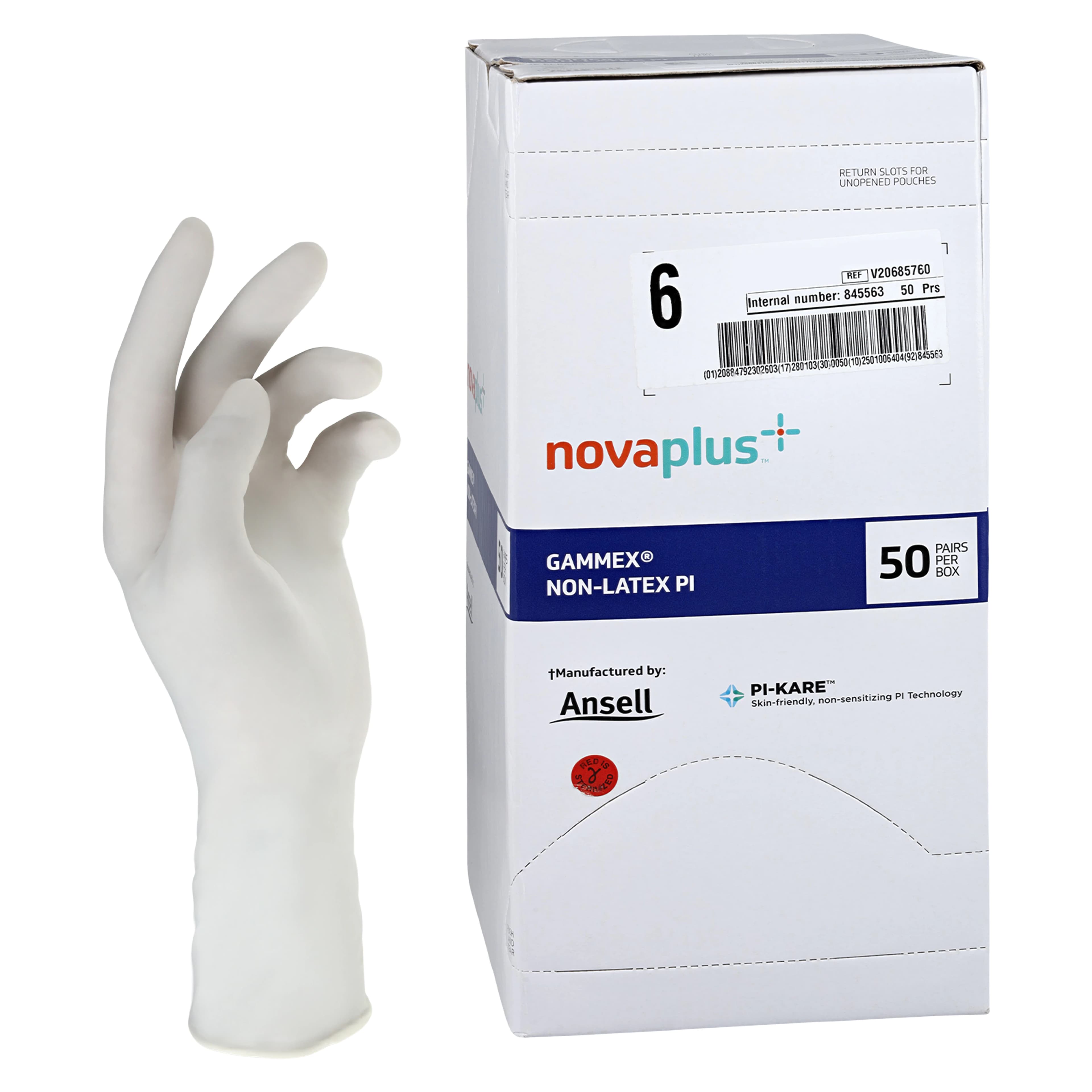 Ansell Gammex Non-Latex Polyisoprene Surgical Gloves, Size 6, White, Chemo Tested - Gloves Surgical Gammex LF PI - Image 1