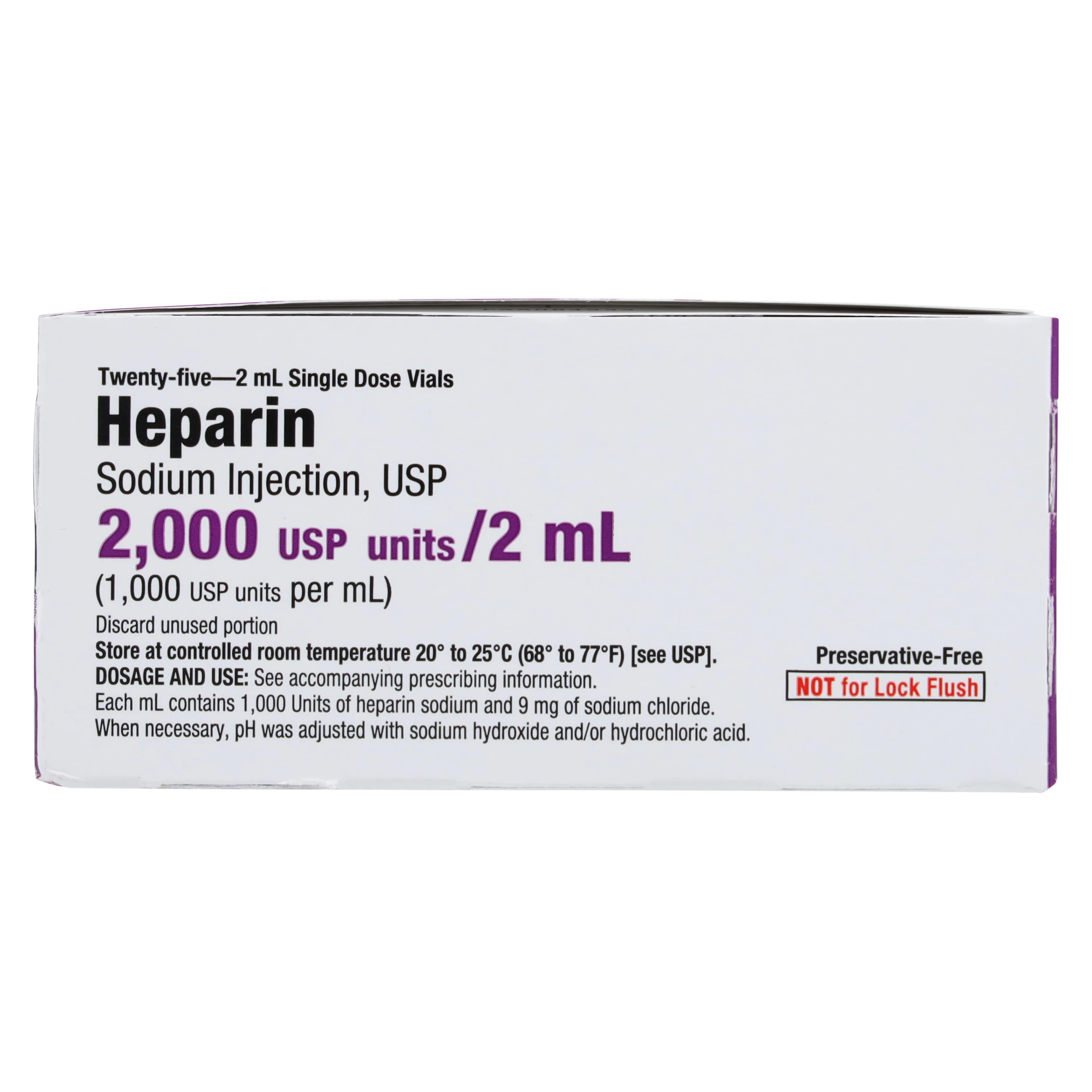 Heparin Sodium (Pork) Injection, 1,000 USP Units/mL, Single-Dose Vial, 2 mL, 25/Package thumbnail 4