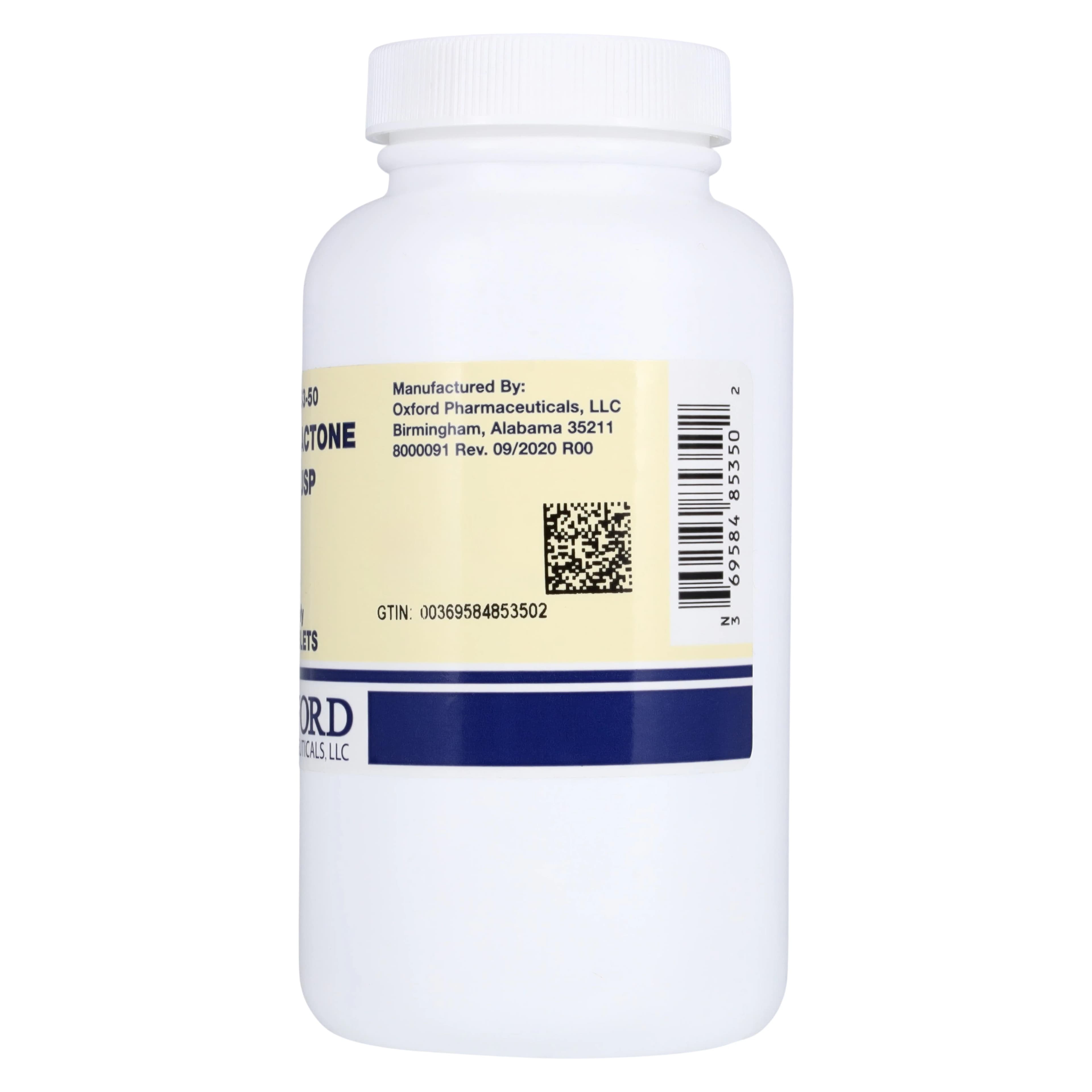 Spironolactone Tablets 50mg, 500 Count Bottle (Oxford Pharmaceuticals) thumbnail 3