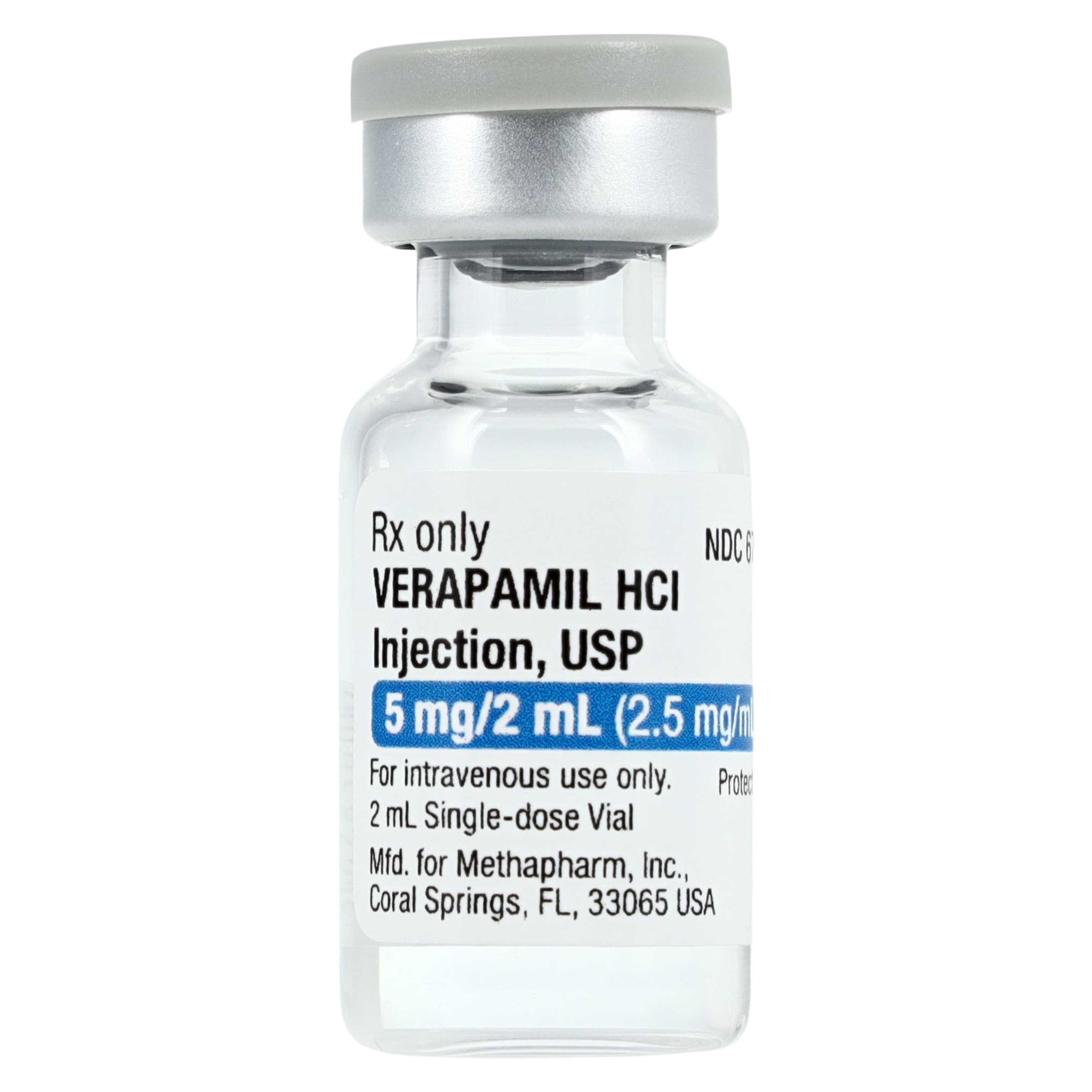 Verapamil HCl Injection SDV 2.5mg/mL, 2mL Single Dose Vial, 5/Package thumbnail 2