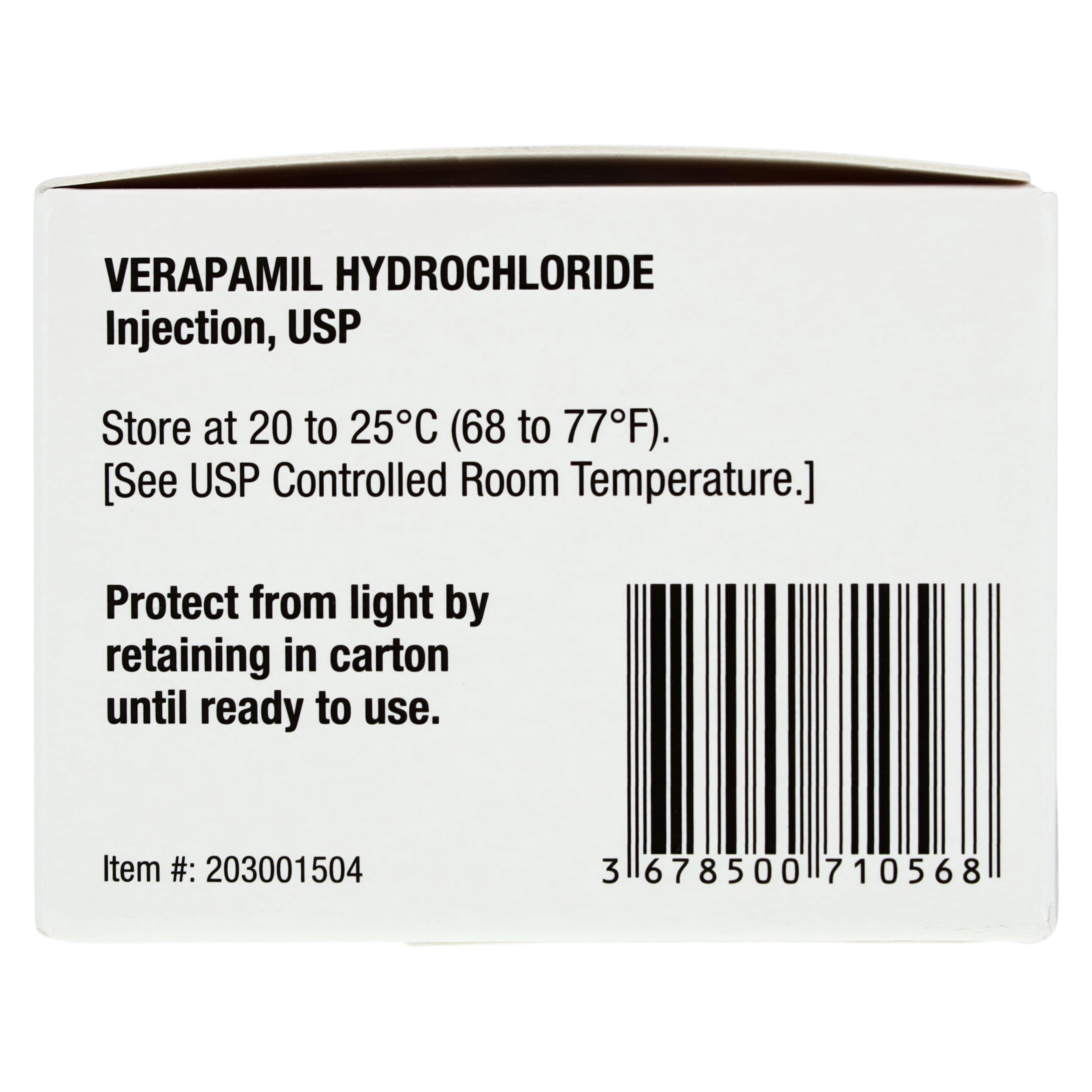 Verapamil HCl Injection SDV 2.5mg/mL, 2mL Single Dose Vial, 5/Package thumbnail 5
