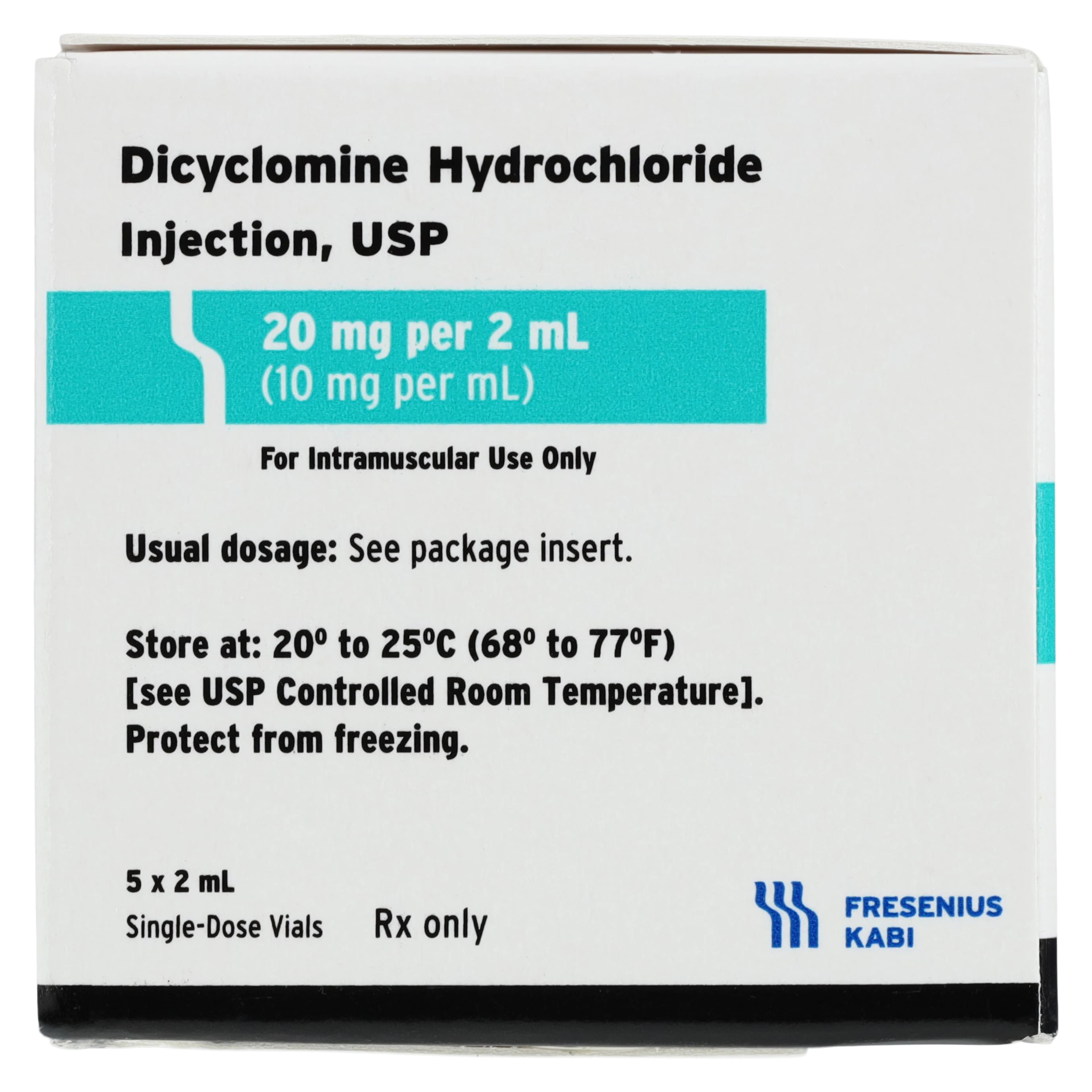 Dicyclomine HCl Injection 10 mg/mL, Single-Dose Vial, 2 mL, 5/Package, Fresenius Kabi thumbnail 5