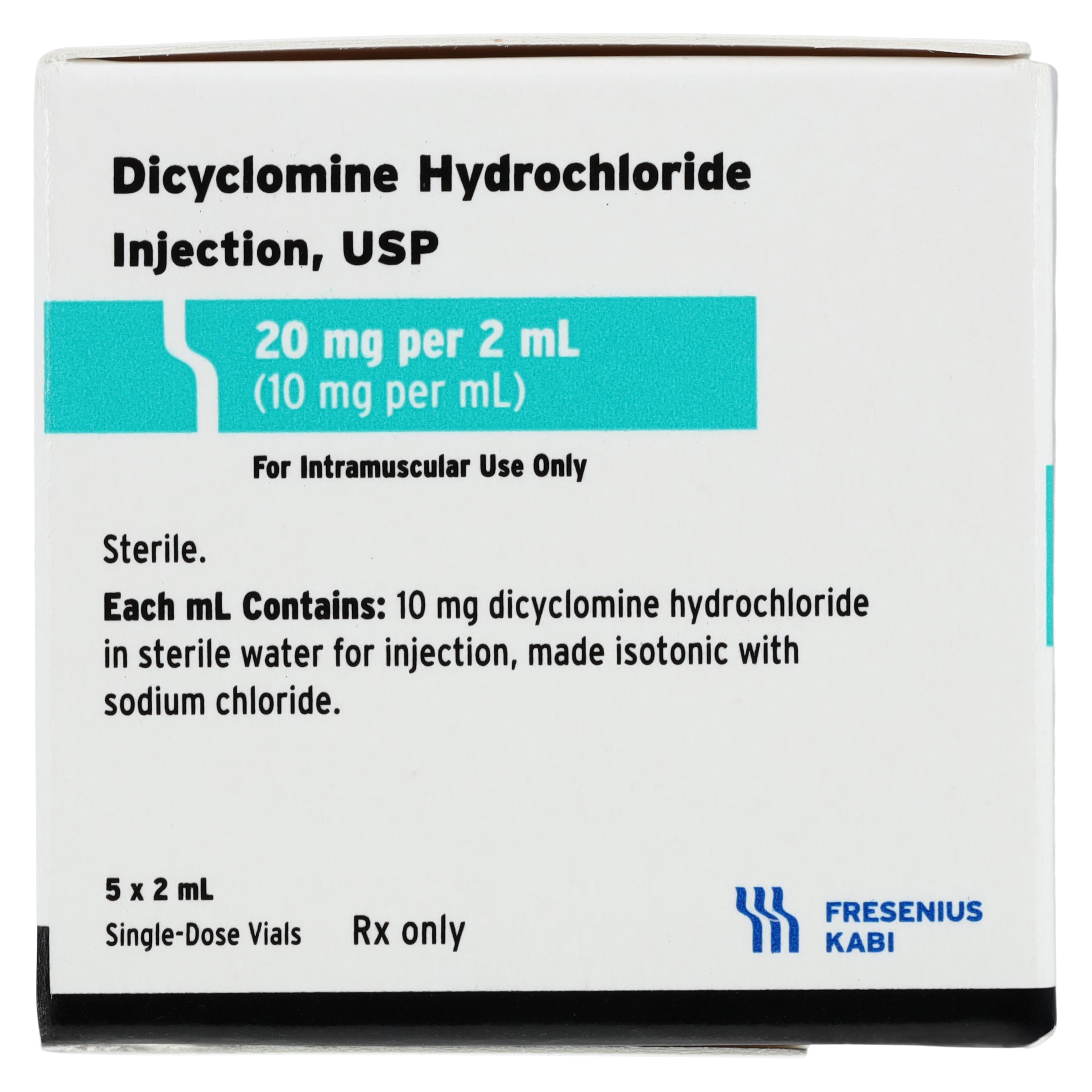 Dicyclomine HCl Injection 10 mg/mL, Single-Dose Vial, 2 mL, 5/Package, Fresenius Kabi thumbnail 6