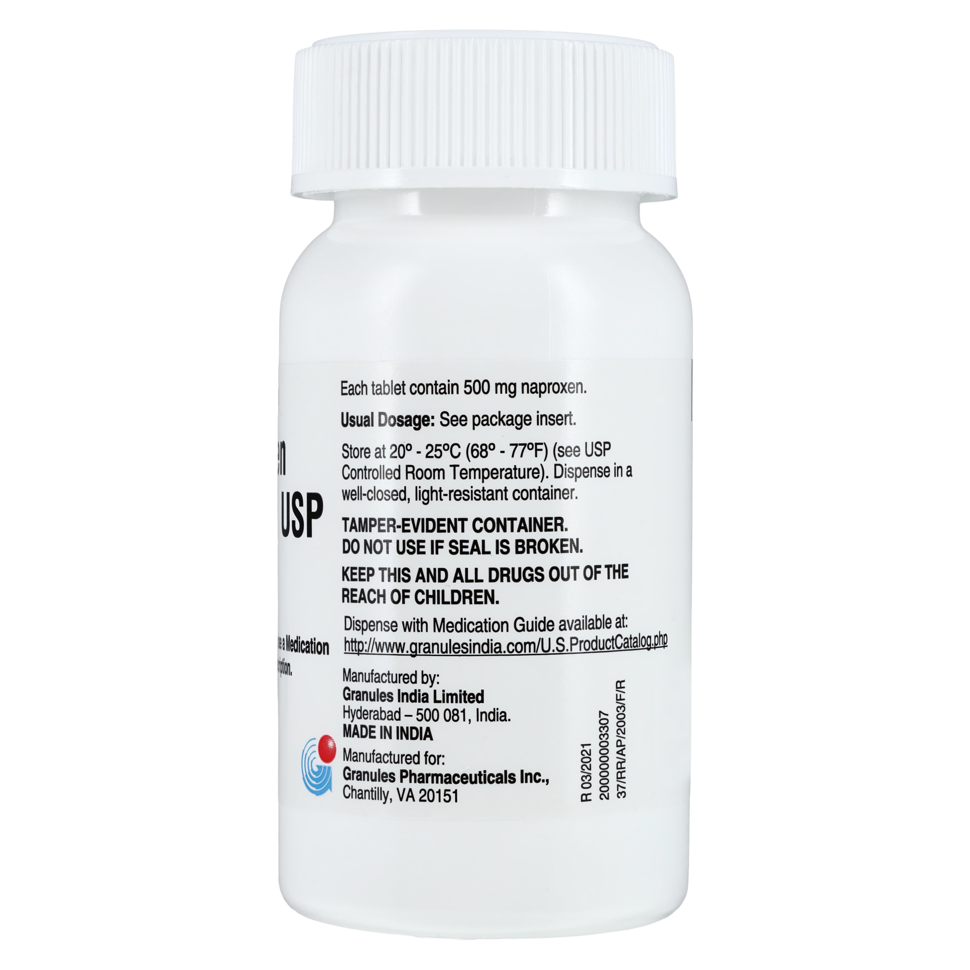 Naproxen Tablets, 500mg, 100/Bottle, Granules Pharmaceuticals thumbnail 2