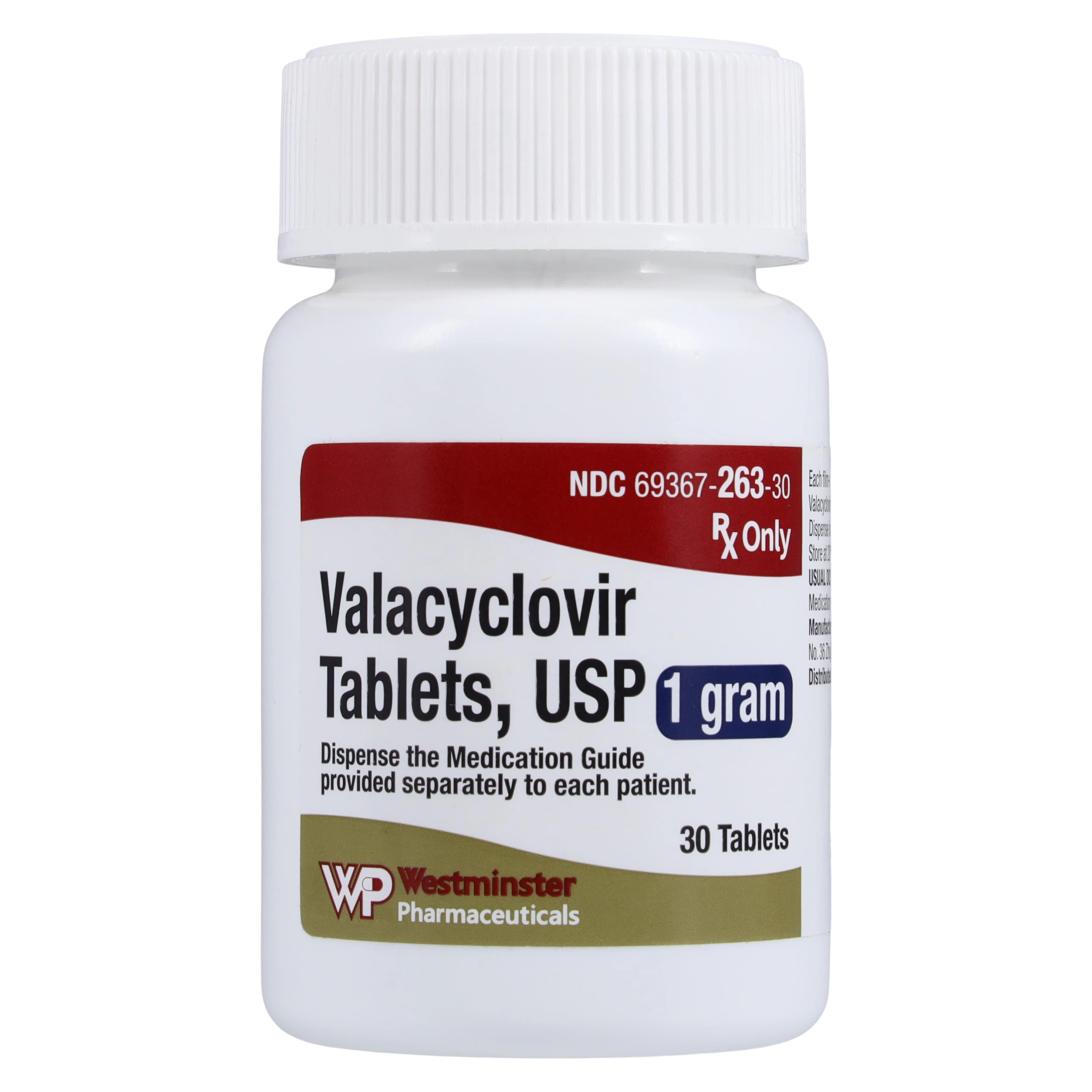 Valacyclovir HCl Tablets, 1 gm, 30/Bottle - Valacyclovir HCl Tablets - Image 1