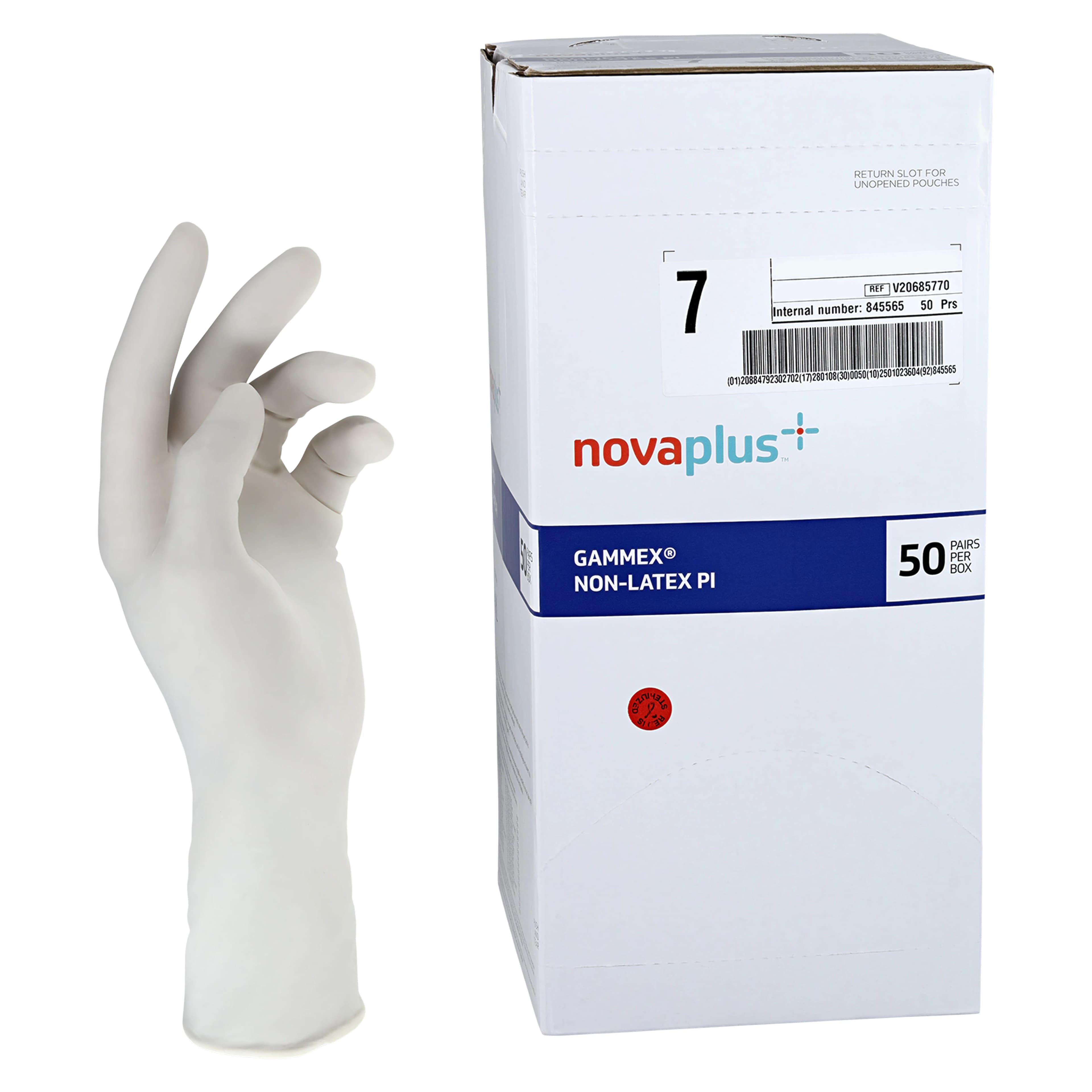 Ansell Gammex LF PI Surgical Gloves, Size 7, White, Chemo Tested, Powder-Free - Gloves Surgical Gammex LF PI - Image 1
