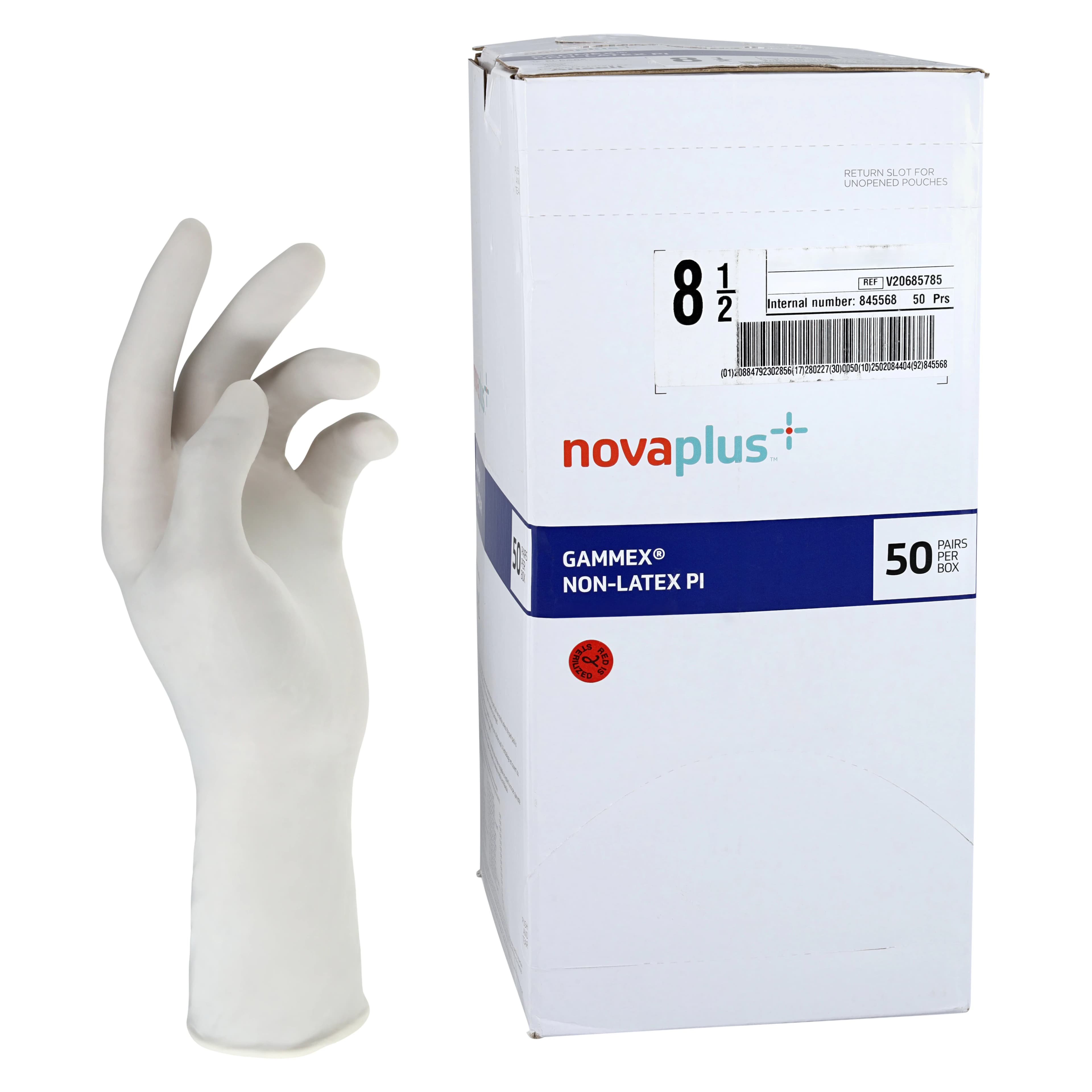 Ansell Gammex Non-Latex Polyisoprene Surgical Gloves, Size 8.5, White, 50/Box - Gloves Surgical Gammex LF PI - Image 1