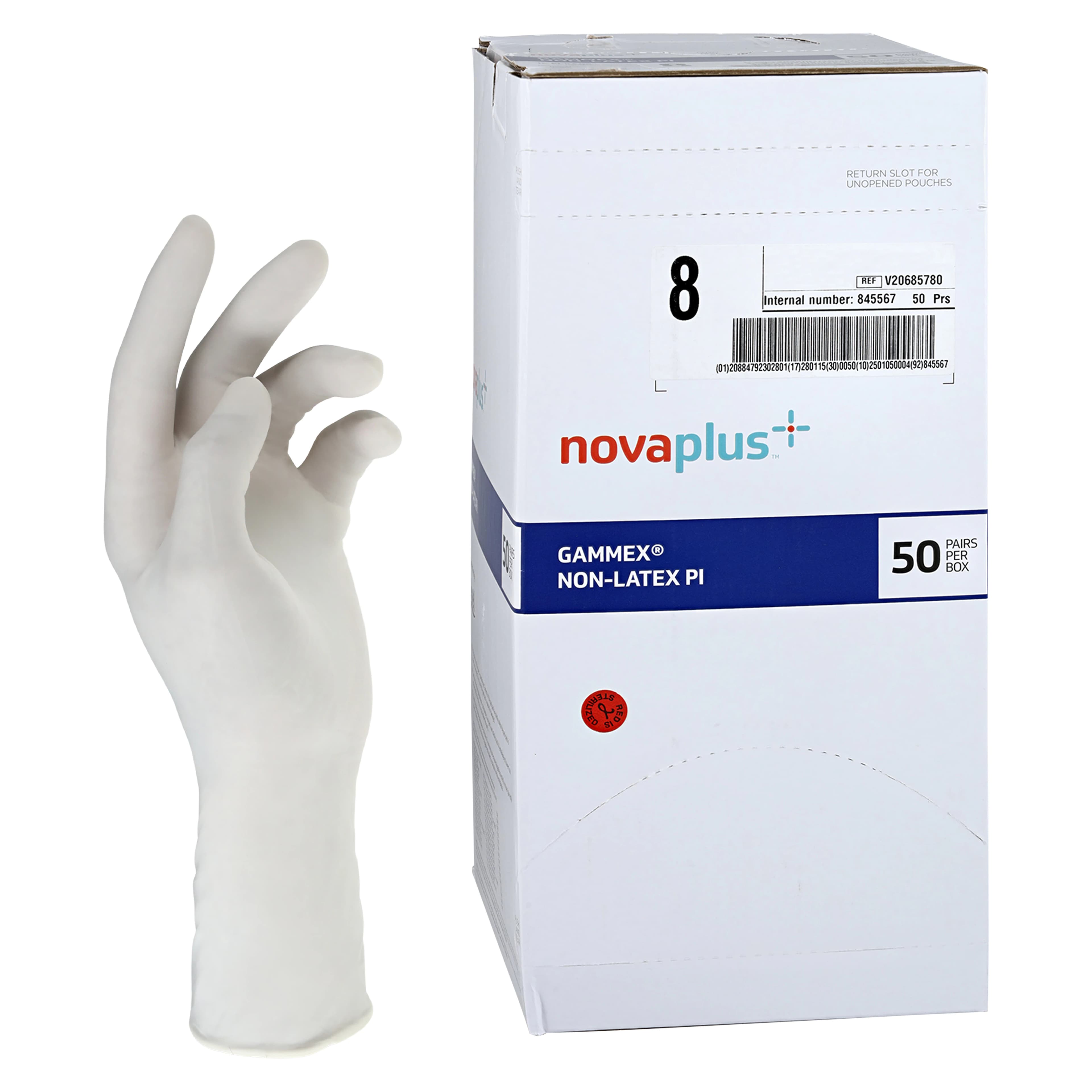 Ansell Gammex Non-Latex Surgical Gloves, Size 8, White, Chemo Tested, PI - Gloves Surgical Gammex LF PI - Image 1