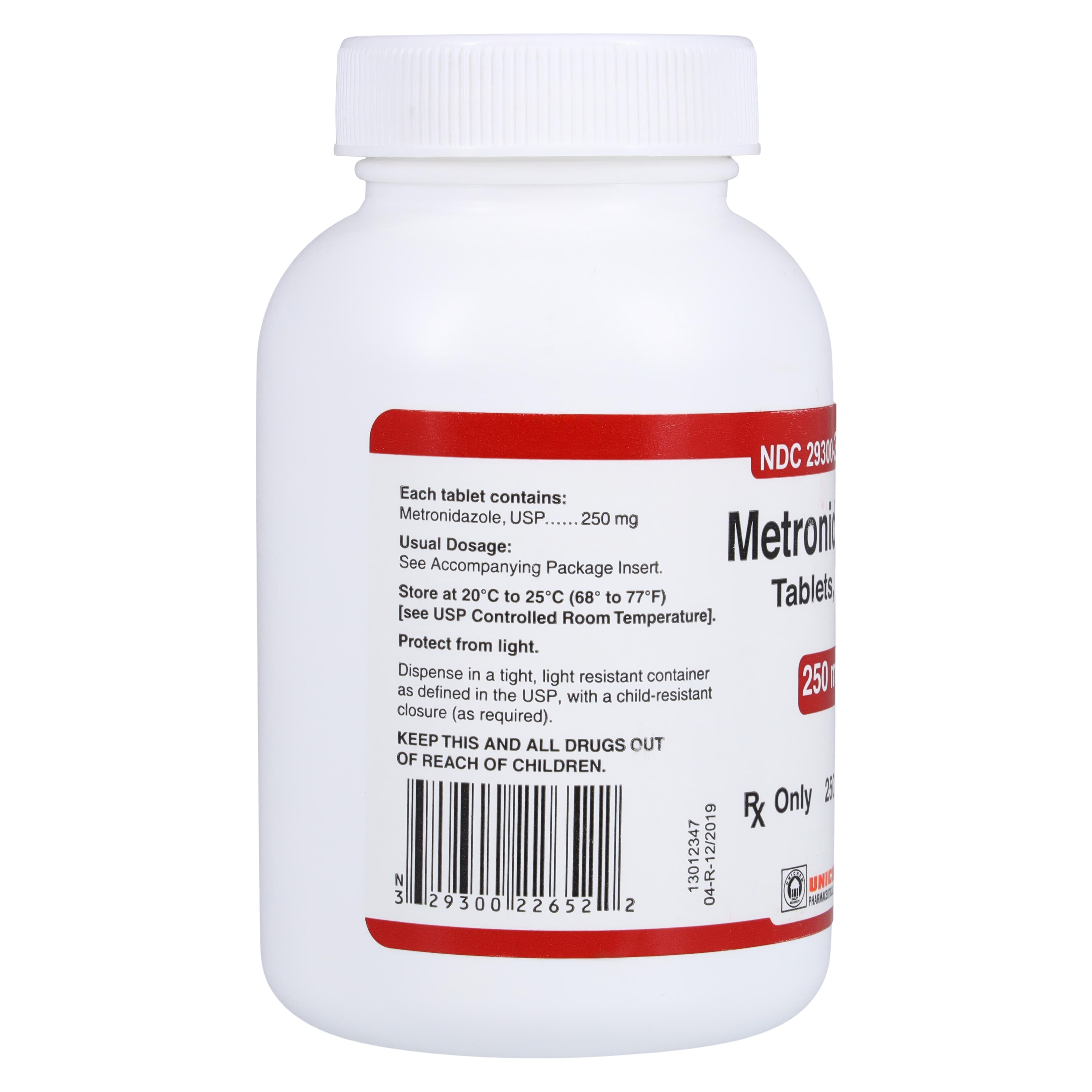 Metronidazole Tablets, 250mg, Unichem Pharmaceuticals, 250/Bottle thumbnail 2