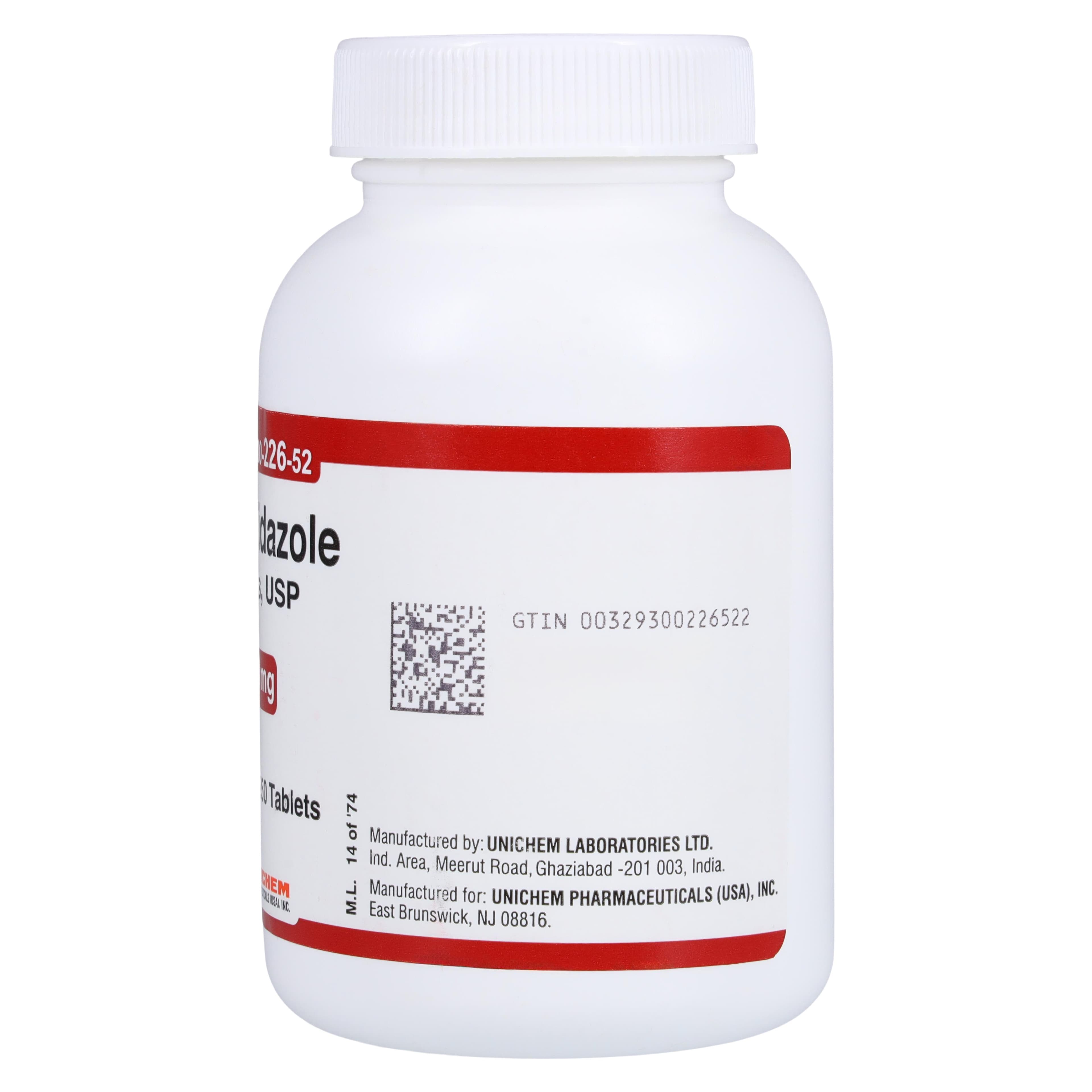 Metronidazole Tablets, 250mg, Unichem Pharmaceuticals, 250/Bottle thumbnail 3