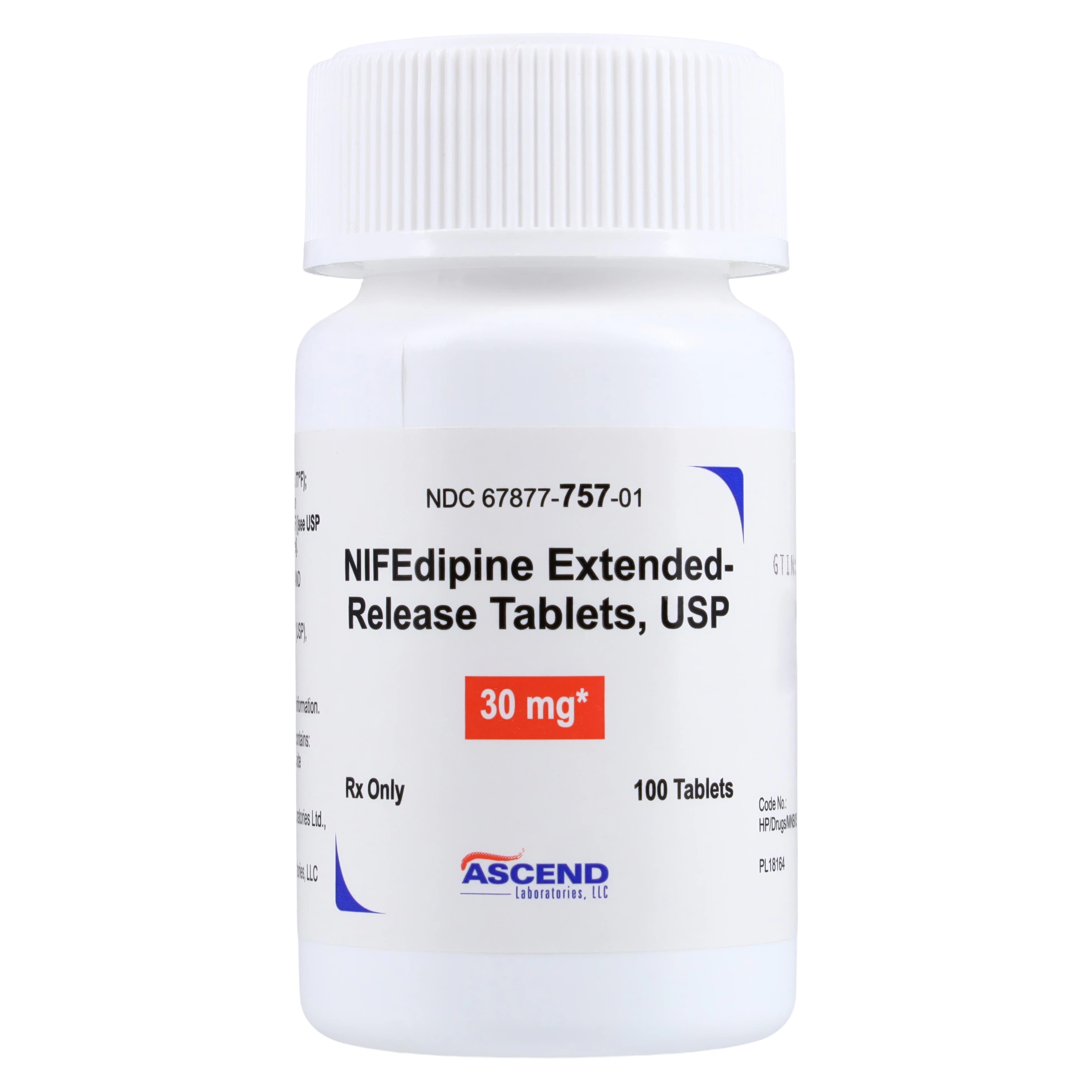 Nifedipine ER Extended-Release Tablets, 30mg, 100/Bottle - Nifedipine ER Tablets - Image 1