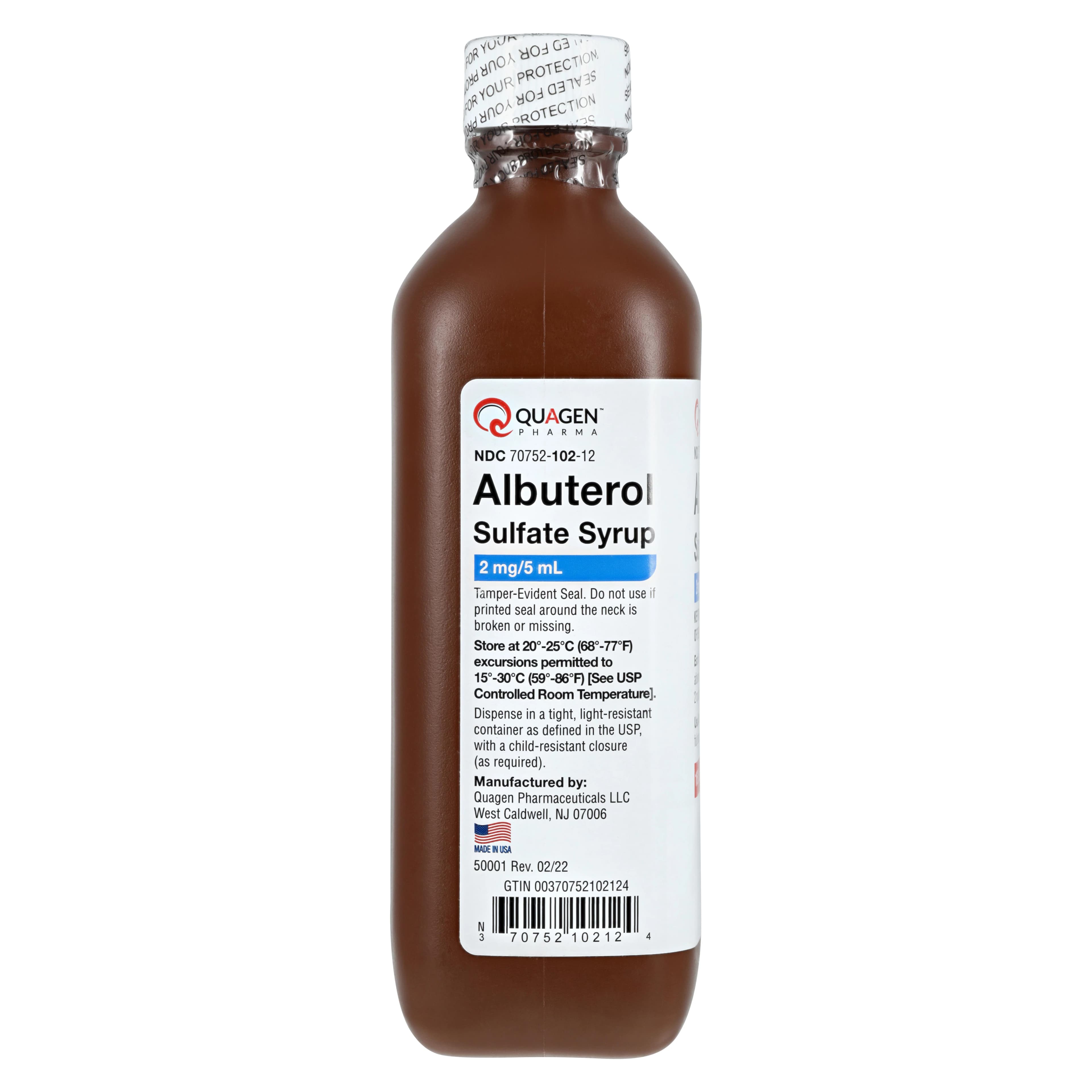 Albuterol Sulfate Oral Syrup, 2mg/5mL, 16oz Bottle, Quagen Pharmaceuticals thumbnail 2