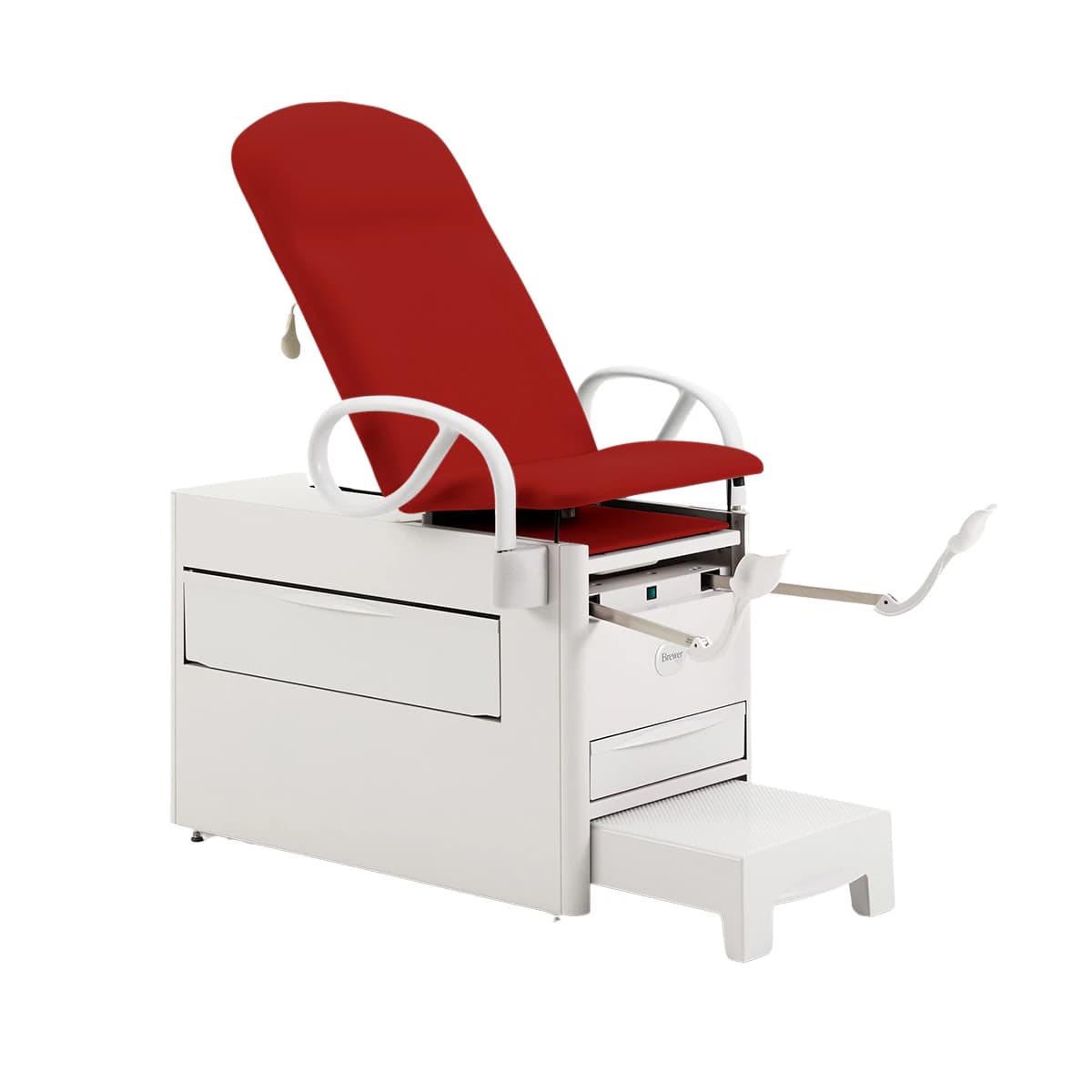 Brewer Versa Power Exam Table with Hand Control, Stirrups, and Tilt, Tapestry Red - Versa Table Hndl/Stirps/Tilt/E - Image 1