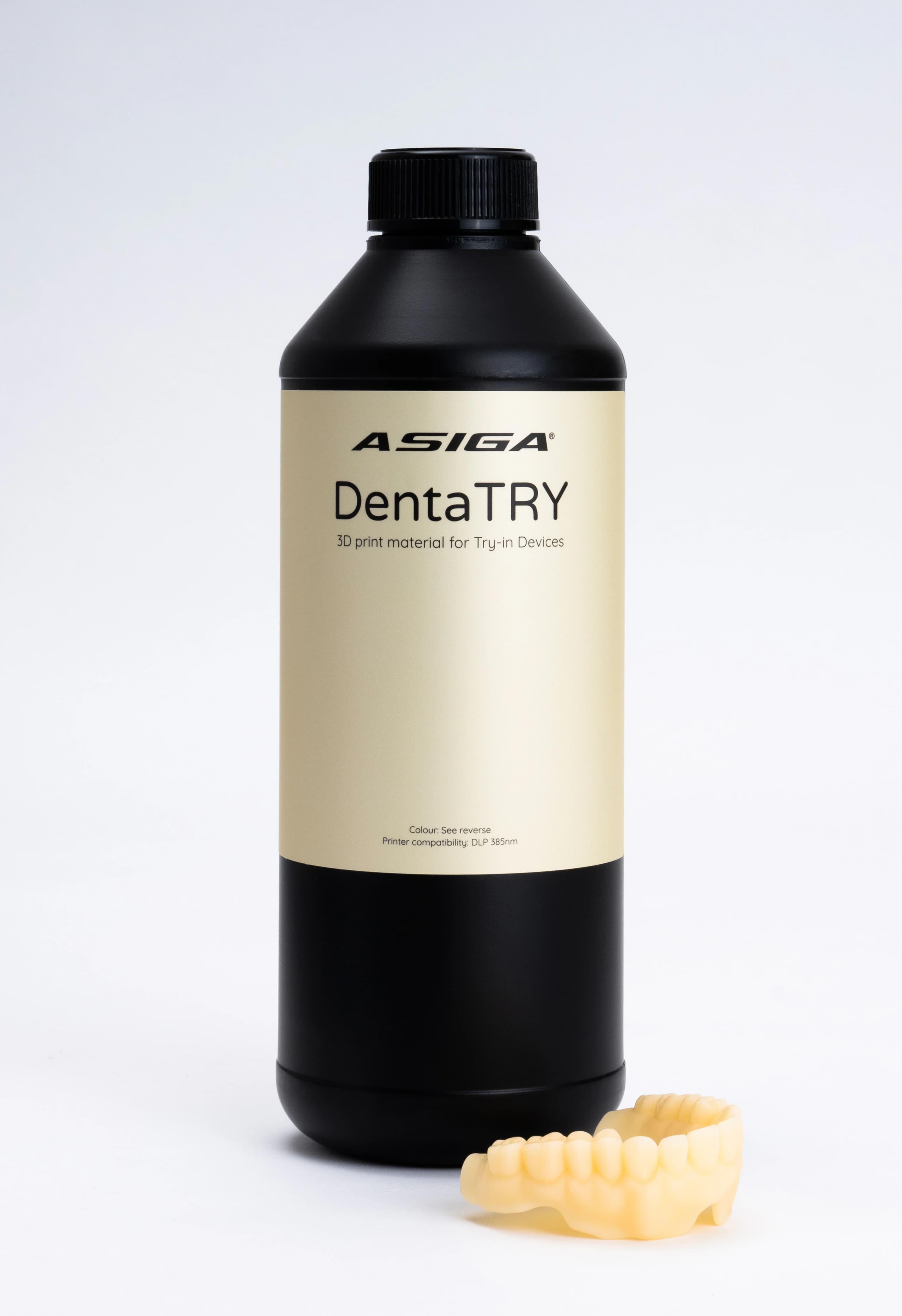Asiga DentaTRY Try-In Denture 3D Printing Resin, Vita Shade B3, 1 kg Bottle - DentaTRY B3 - Image 1