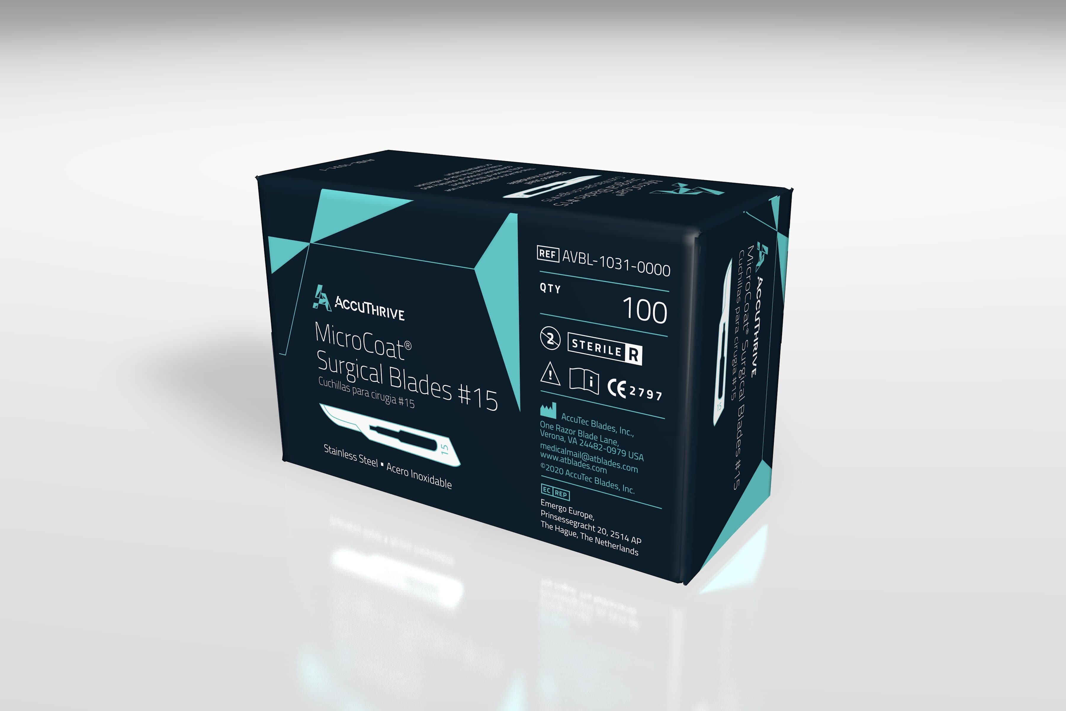 AccuThrive Stainless Steel Sterile Surgical Blade #15, Disposable, 100/Box thumbnail 4