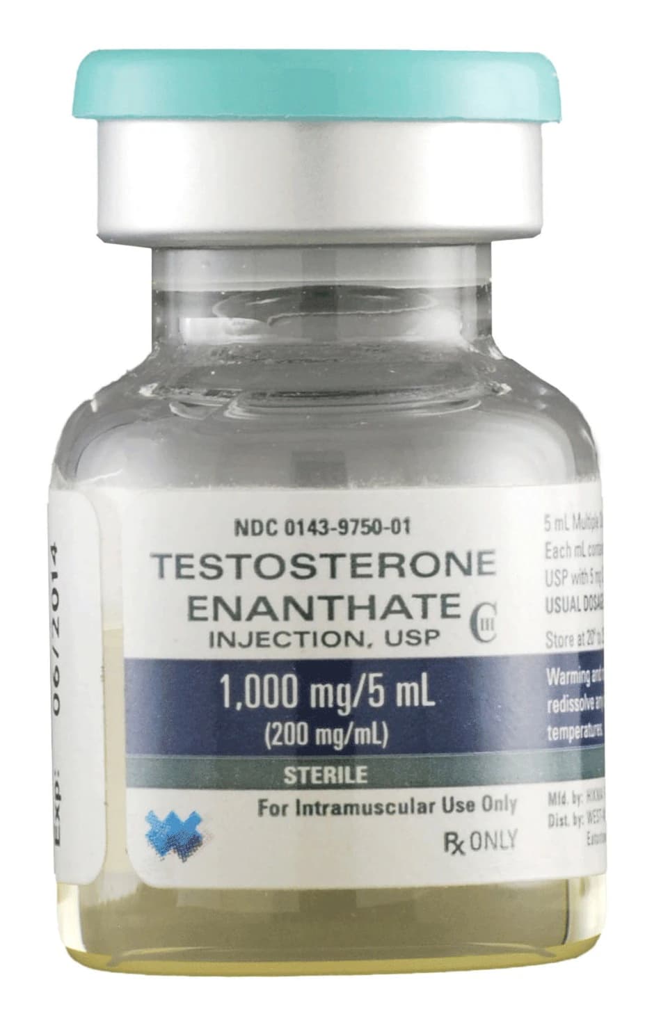 Testosterone Enanthate Injection USP 200 mg/mL, Multiple-Dose Vial, 5 mL, Hikma Pharmaceuticals - Testosterone Enan Inj MDV 5mL - Image 1