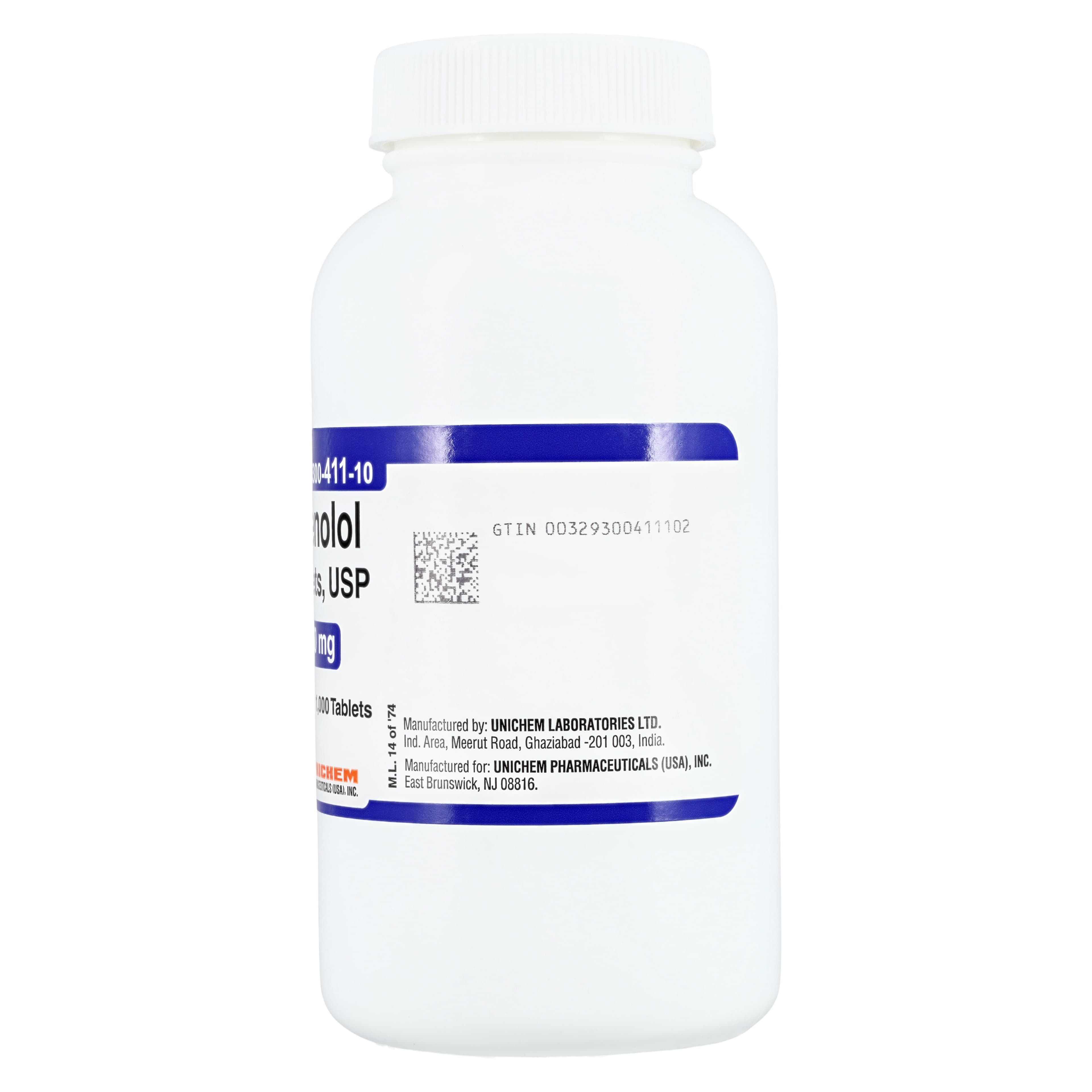Atenolol Tablets 50mg, 1000/Bottle, Unichem Pharmaceuticals thumbnail 3
