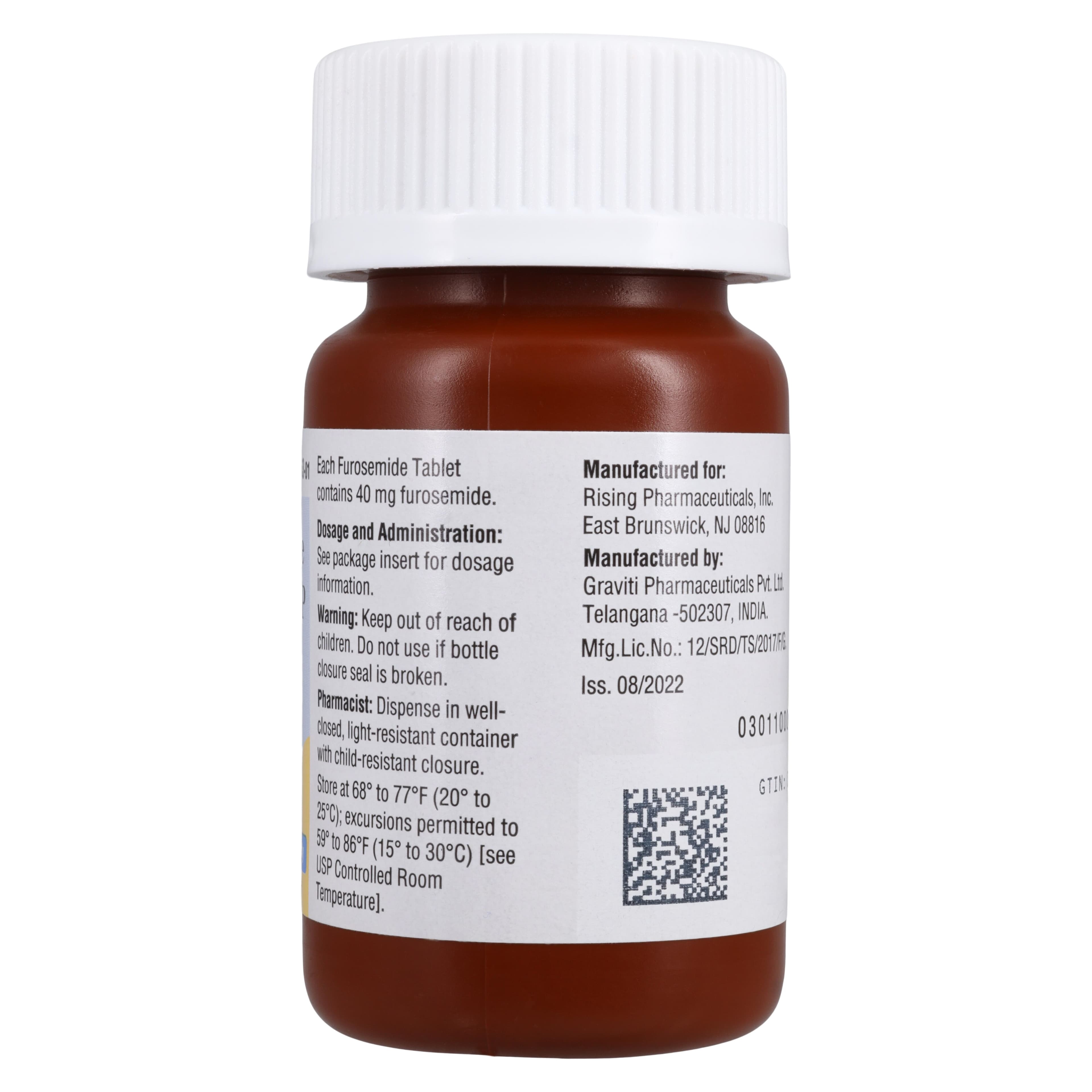 Furosemide Tablets, 40mg, 100/Bottle, Rising Pharmaceuticals thumbnail 2