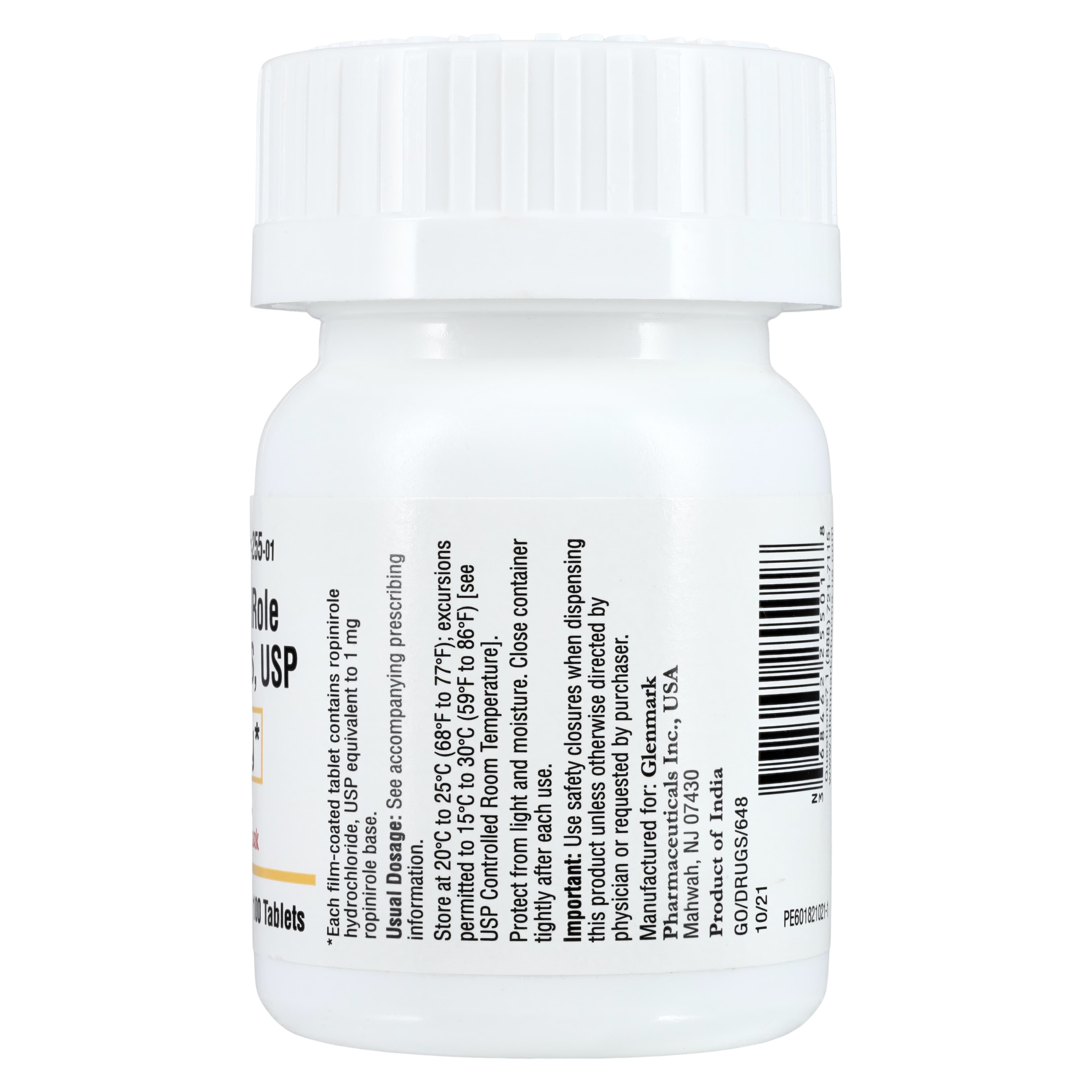 Ropinirole HCl Tablets 1mg, 100 Count Bottle thumbnail 2