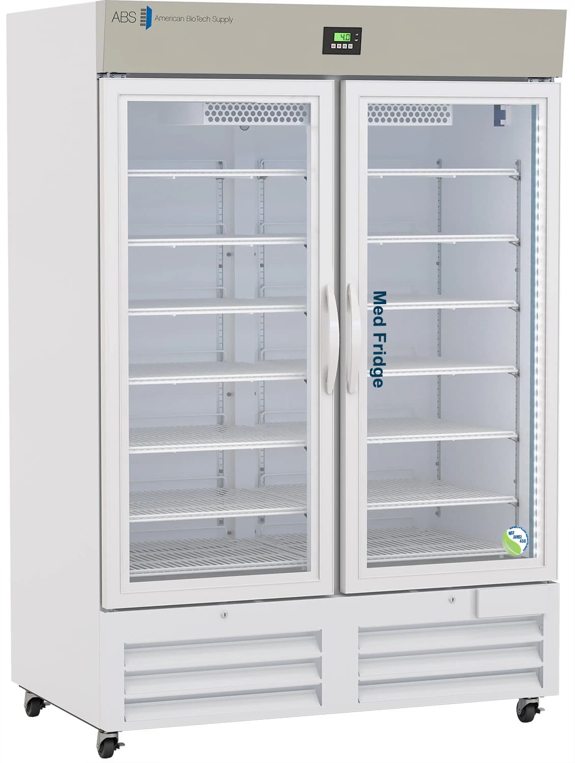 American Biotech Supply Pharmacy Refrigerator, 49 Cu Ft, 2 Glass Doors, Right Hinge, 1 to 10°C, Cycle Defrost - Refrigerator Pharmacy 49CuFt G - Image 1