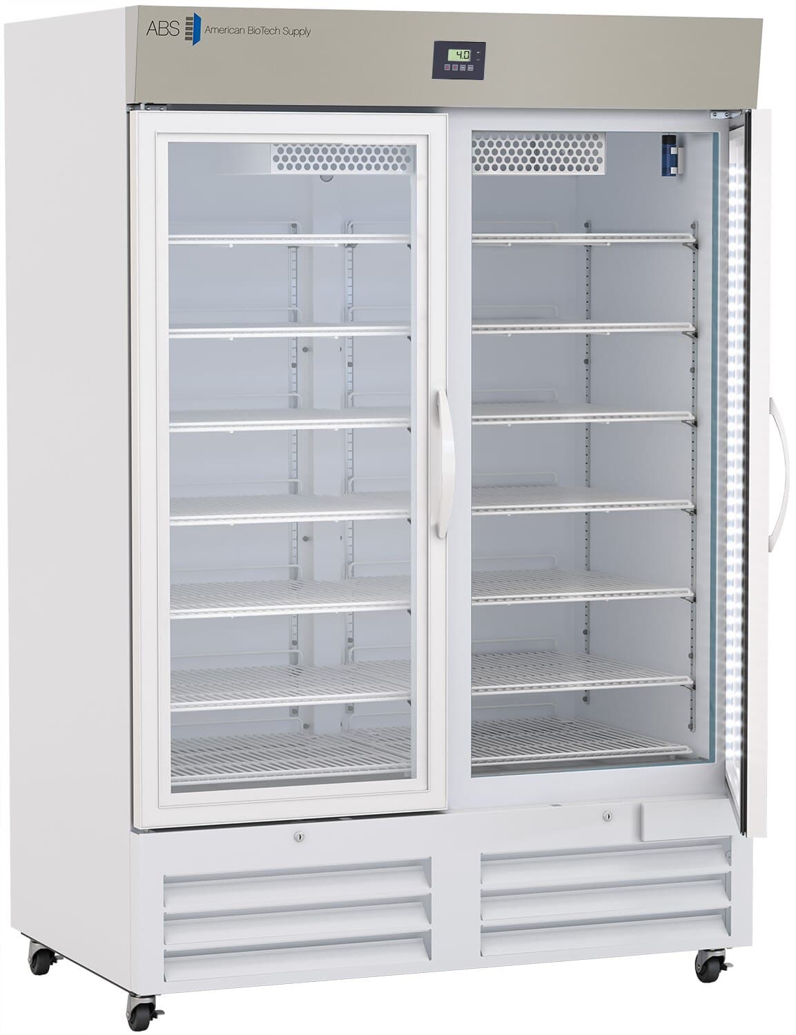 American Biotech Supply Pharmacy Refrigerator, 49 Cu Ft, 2 Glass Doors, Right Hinge, 1 to 10°C, Cycle Defrost thumbnail 2