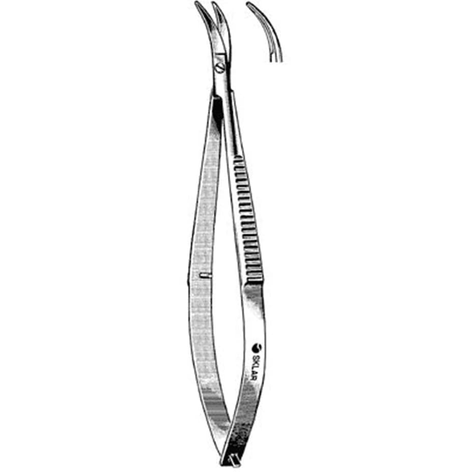 Castroviejo Corneal Scissors, Curved, 4" Blunt, Stainless Steel, Non-Sterile, Reusable, Each - Scissors Corneal Castroviejo - Image 1