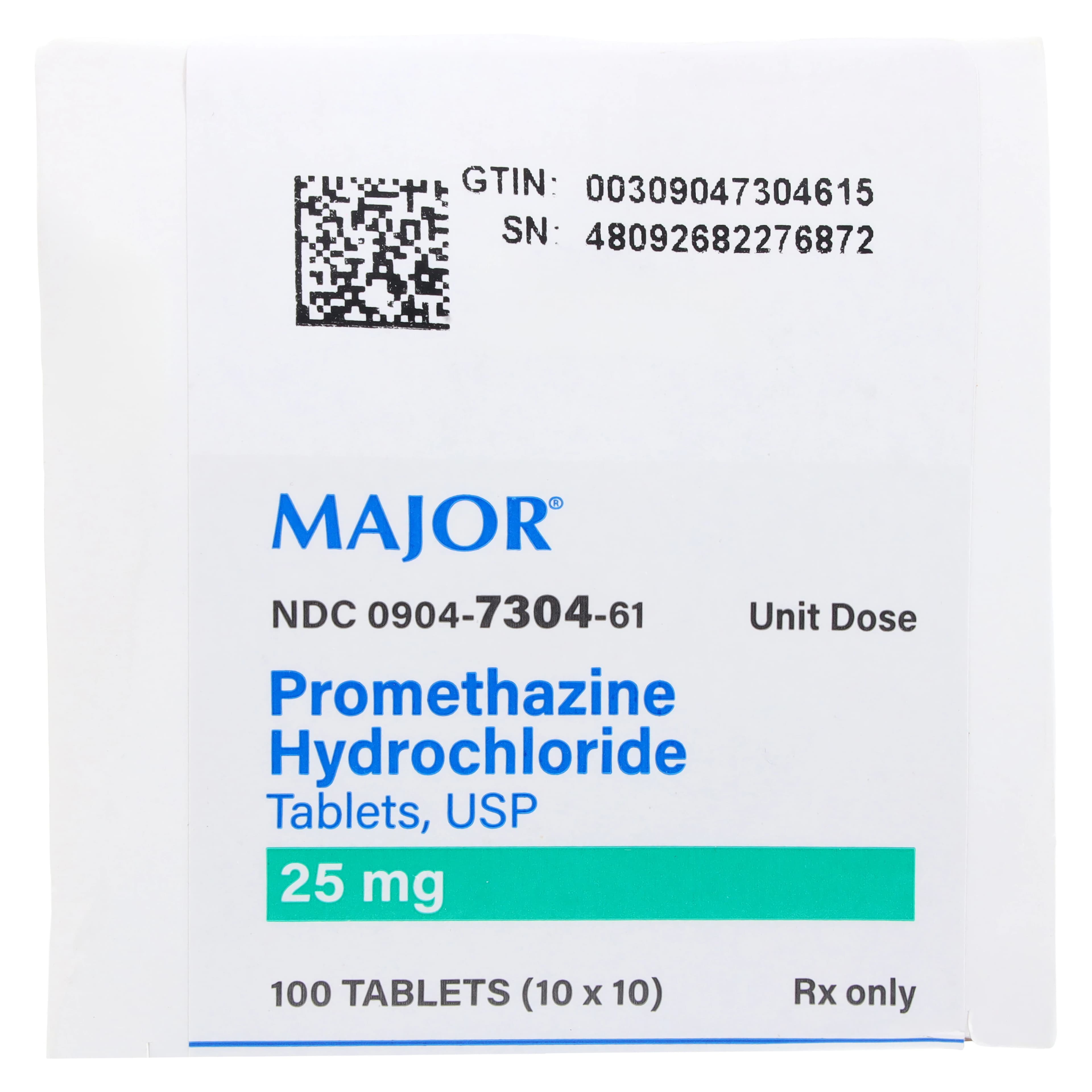 Promethazine HCl Tablets 25 mg, Unit Dose Pack, 100/Package, Major Pharmaceuticals thumbnail 4