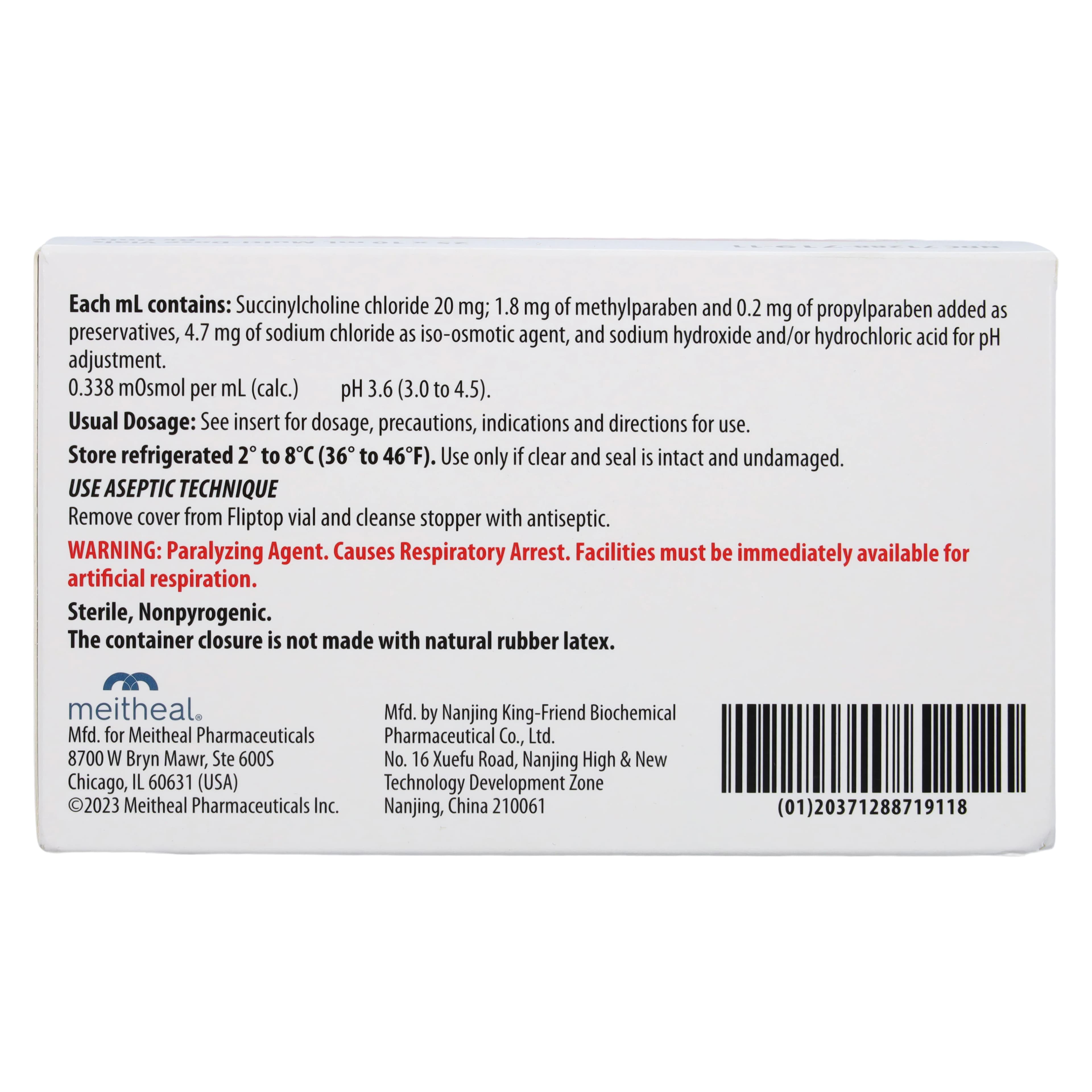 Succinylcholine Chloride Injection 20mg/mL, MDV, 10mL, 25/Package thumbnail 5