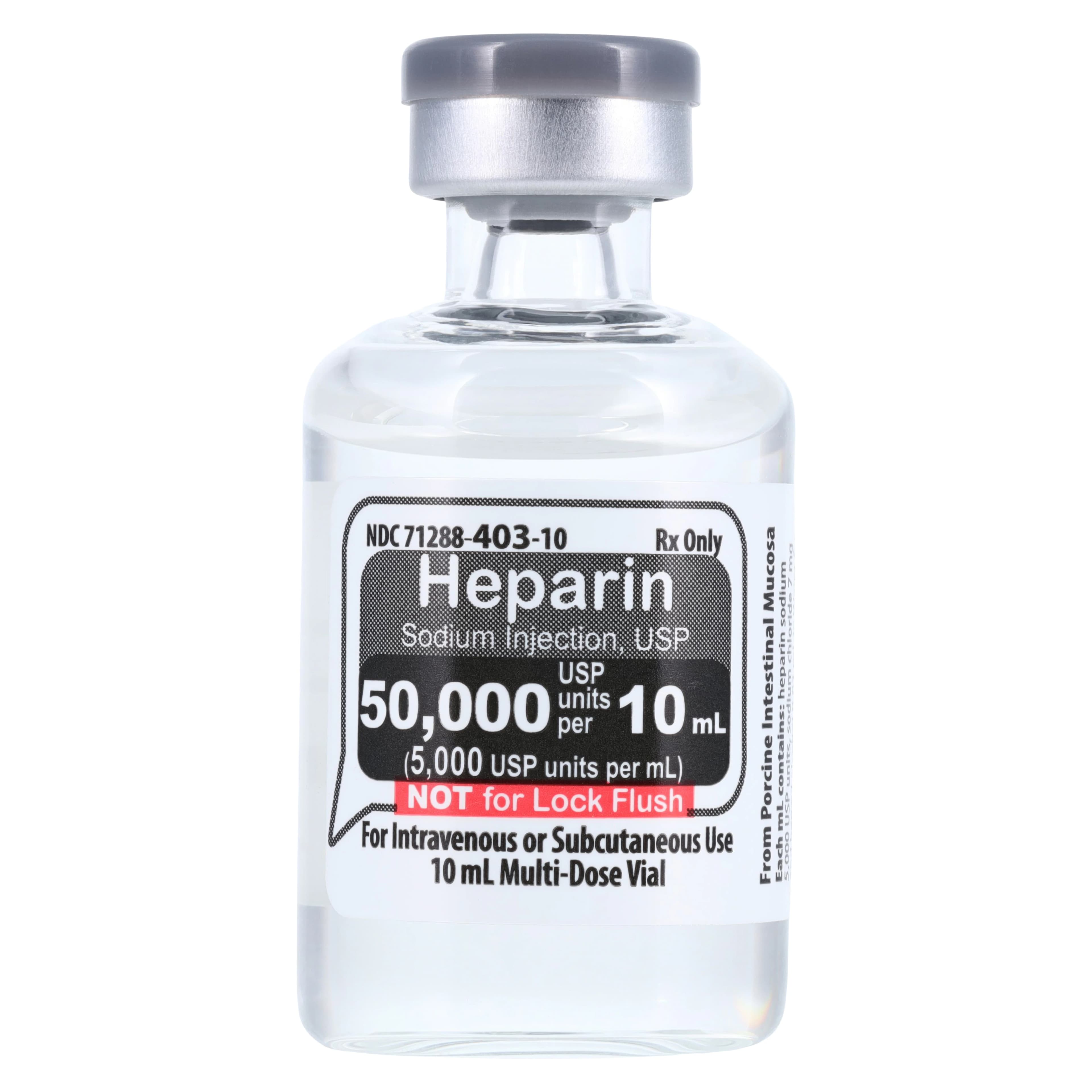 Heparin Sodium (Pork) Injection, 5,000 USP Units/mL, 10 mL Multiple-Dose Vial, 25/Package, Meitheal Pharmaceuticals thumbnail 2