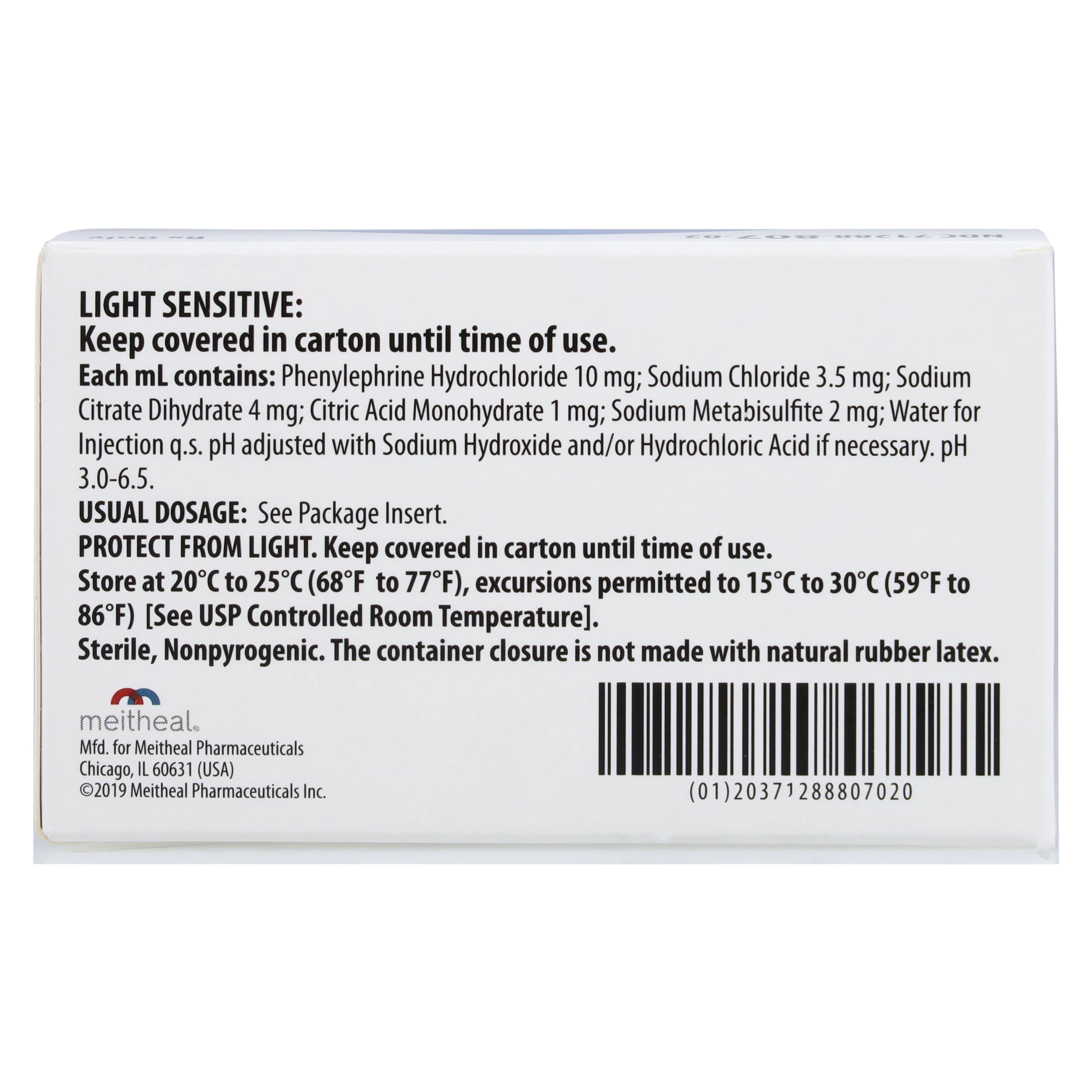 Phenylephrine HCl Injection 10mg/mL, Single Dose Vial (SDV), 1mL, 25/Package thumbnail 4